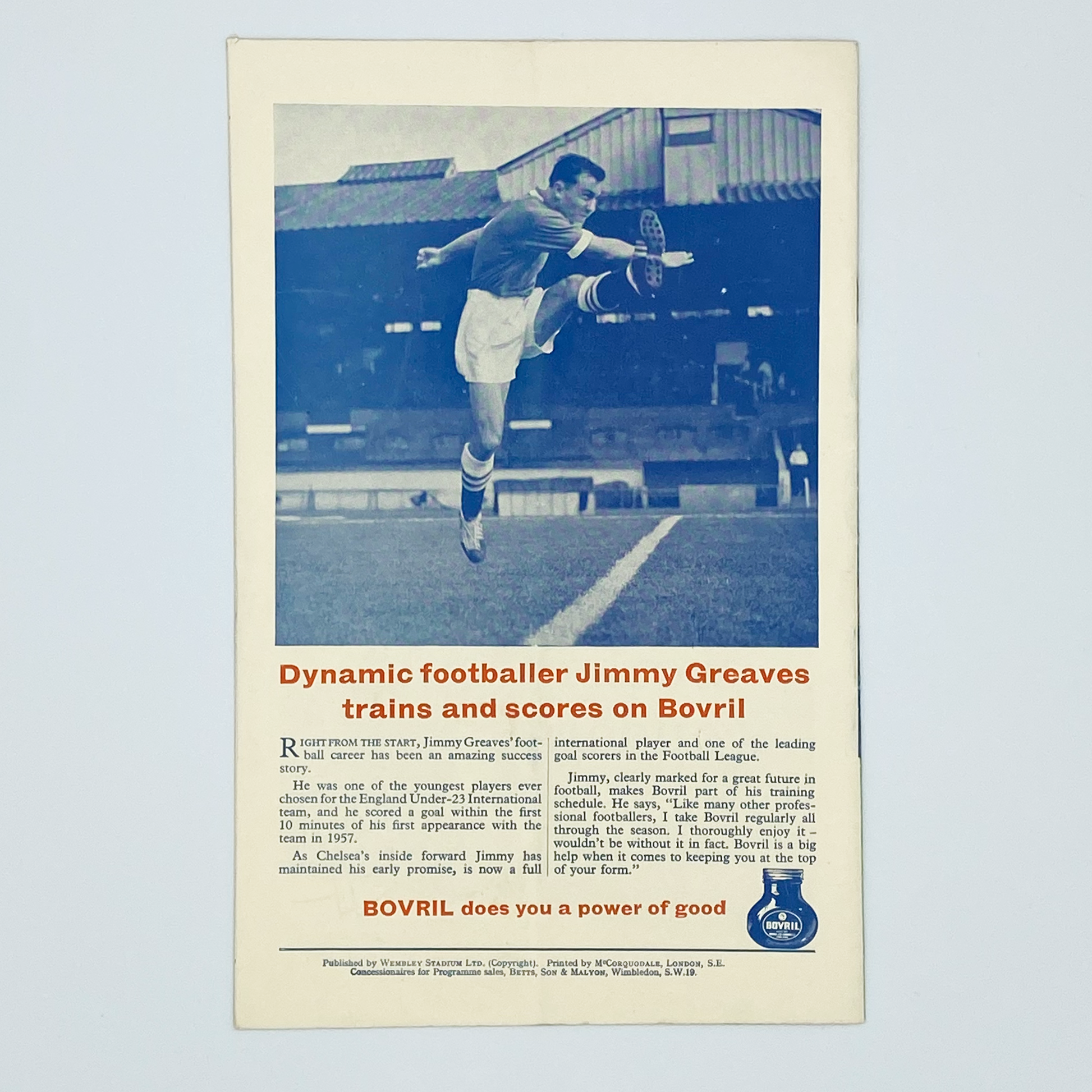 England vs Wales Programme & Ticket (23 November, 1960)