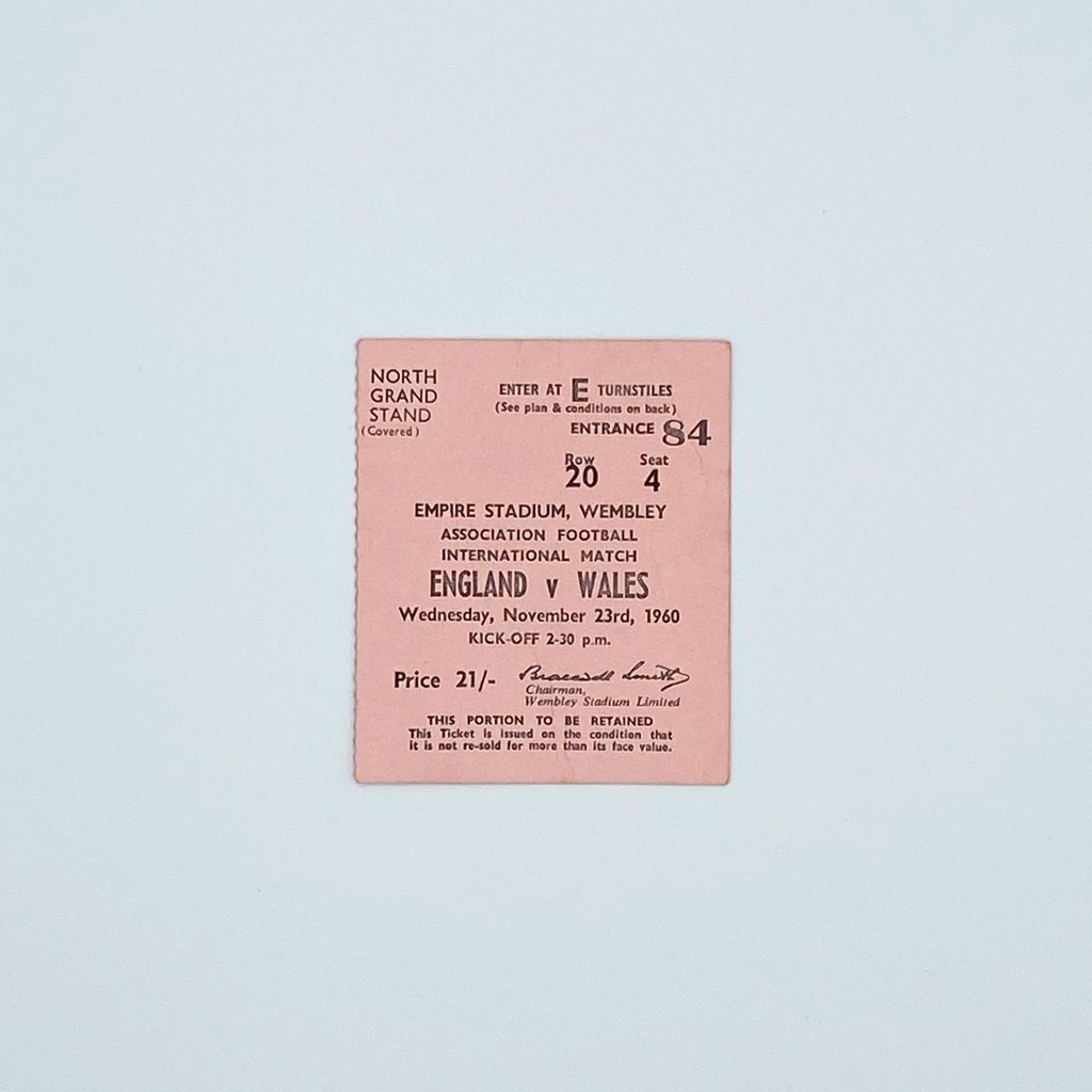 England vs Wales Programme & Ticket (23 November, 1960)