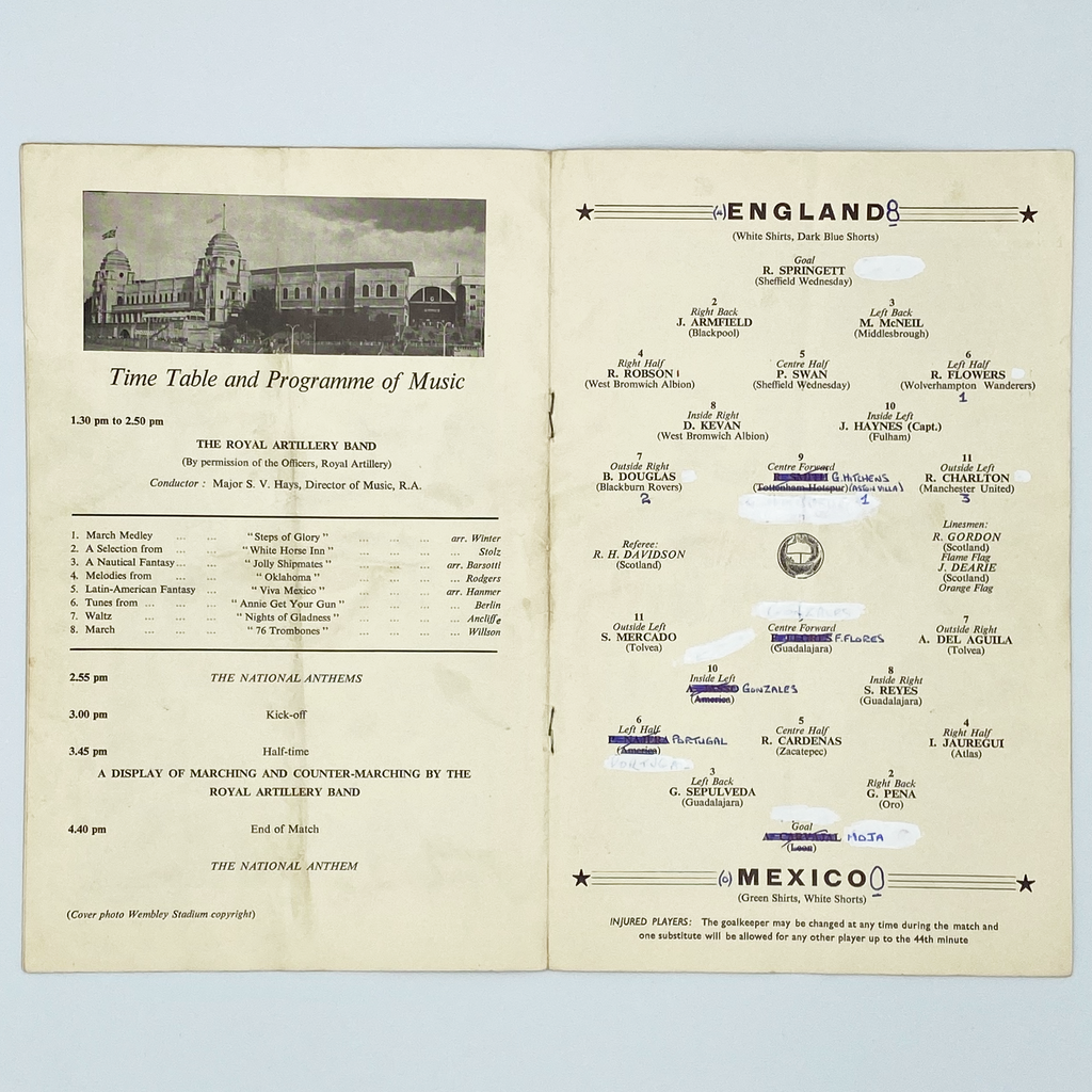 England vs Mexico Programme & Ticket (10 May, 1961)