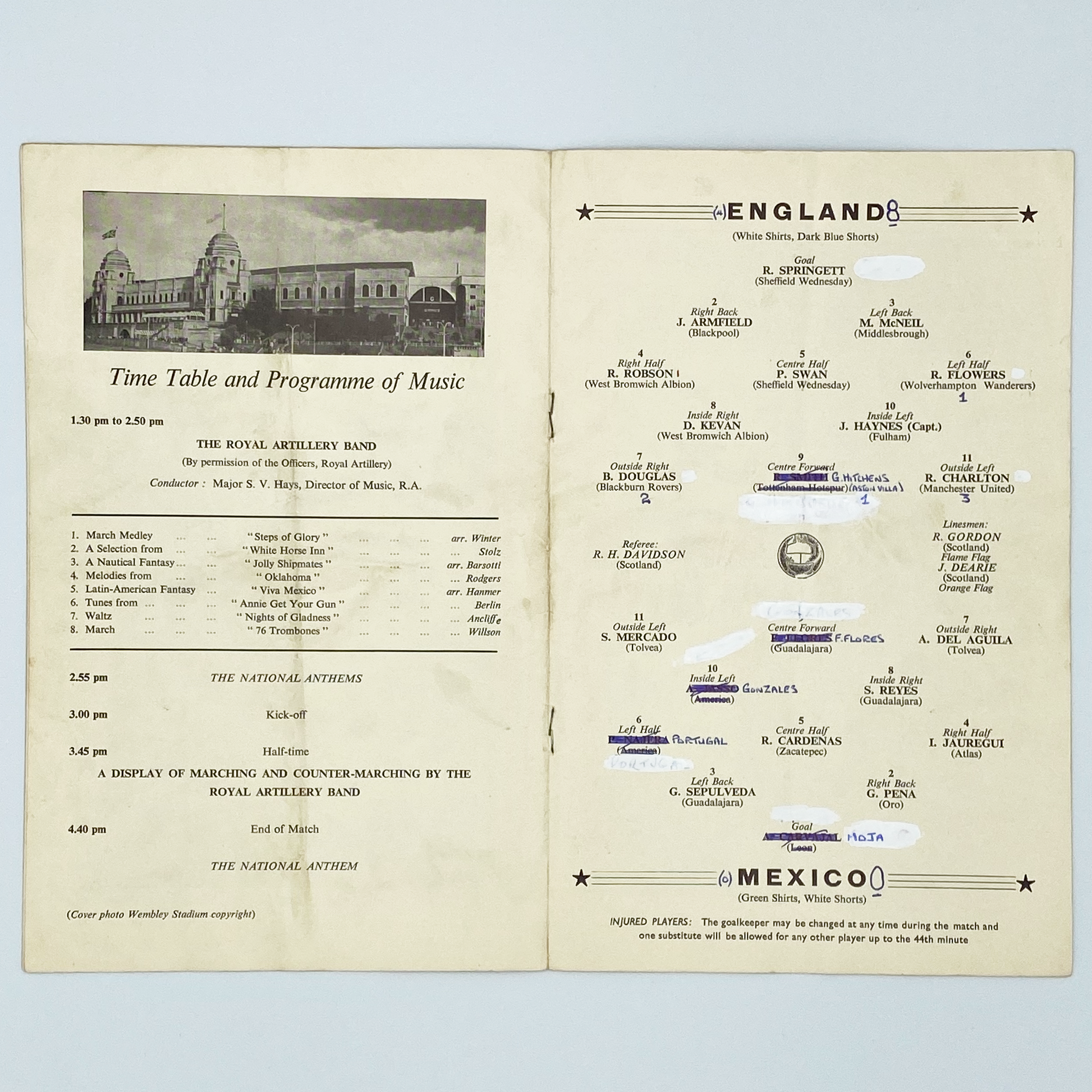 England vs Mexico Programme & Ticket (10 May, 1961)