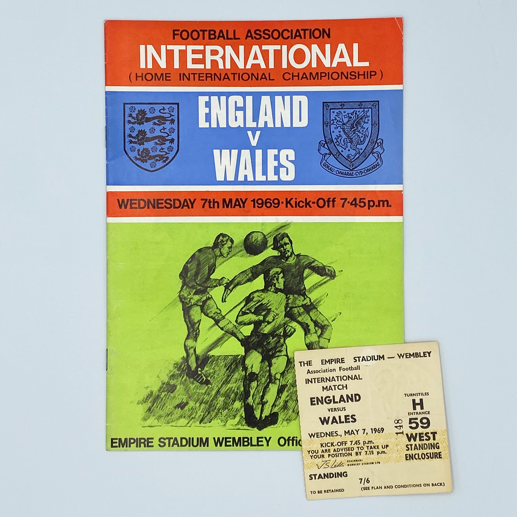 England vs Wales Programme & Ticket (7 May, 1969)