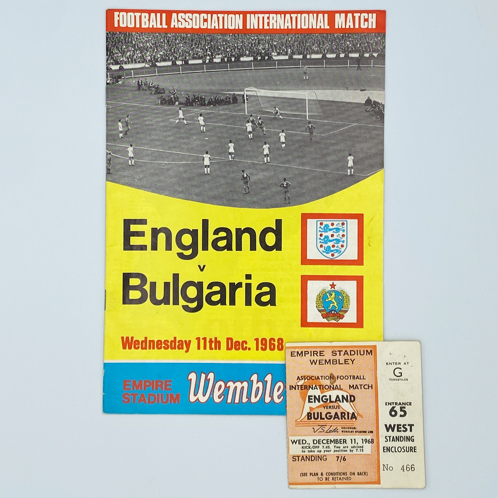 England vs Bulgaria Programme & Ticket (11 December, 1968)