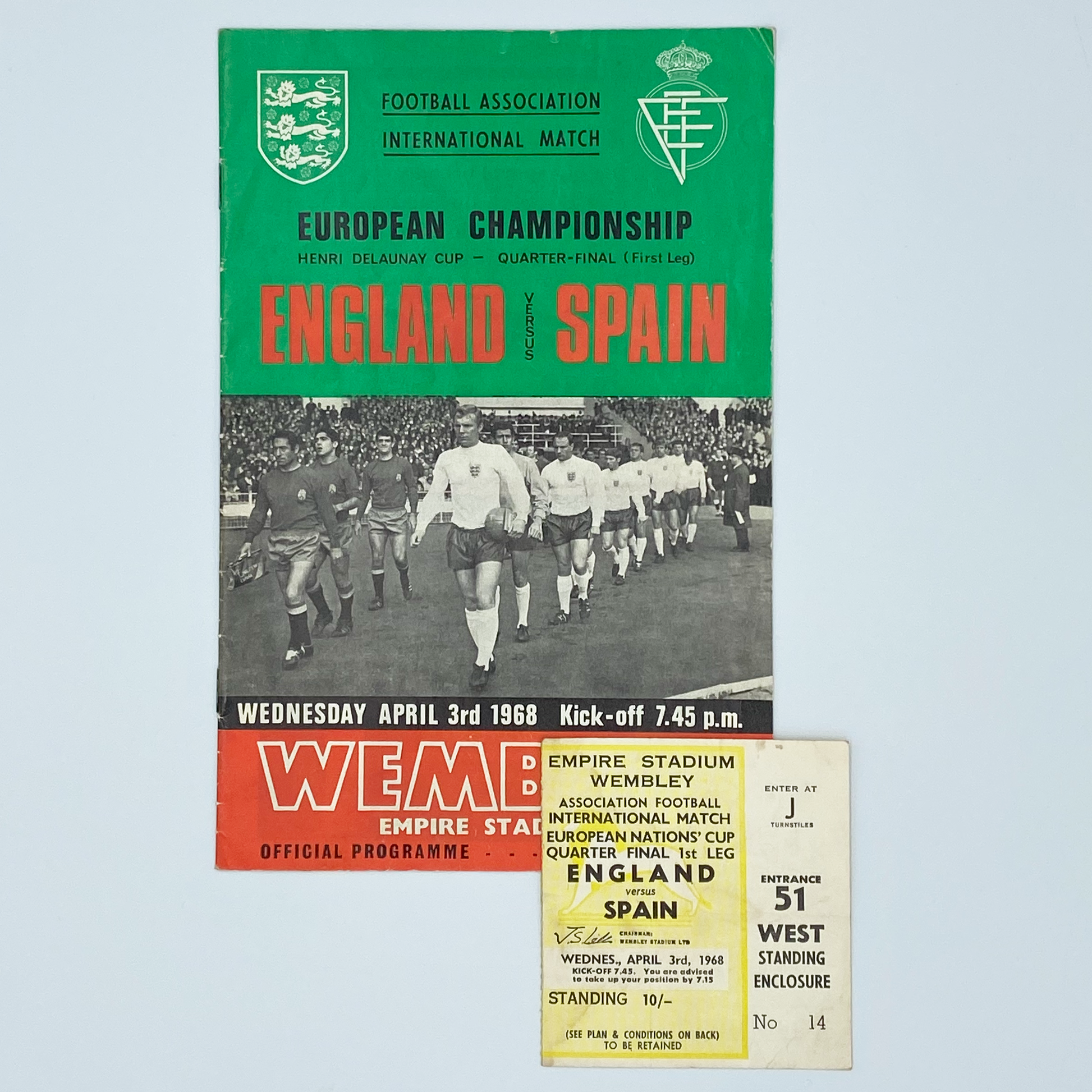 England vs Spain Programme (3 April, 1968)
