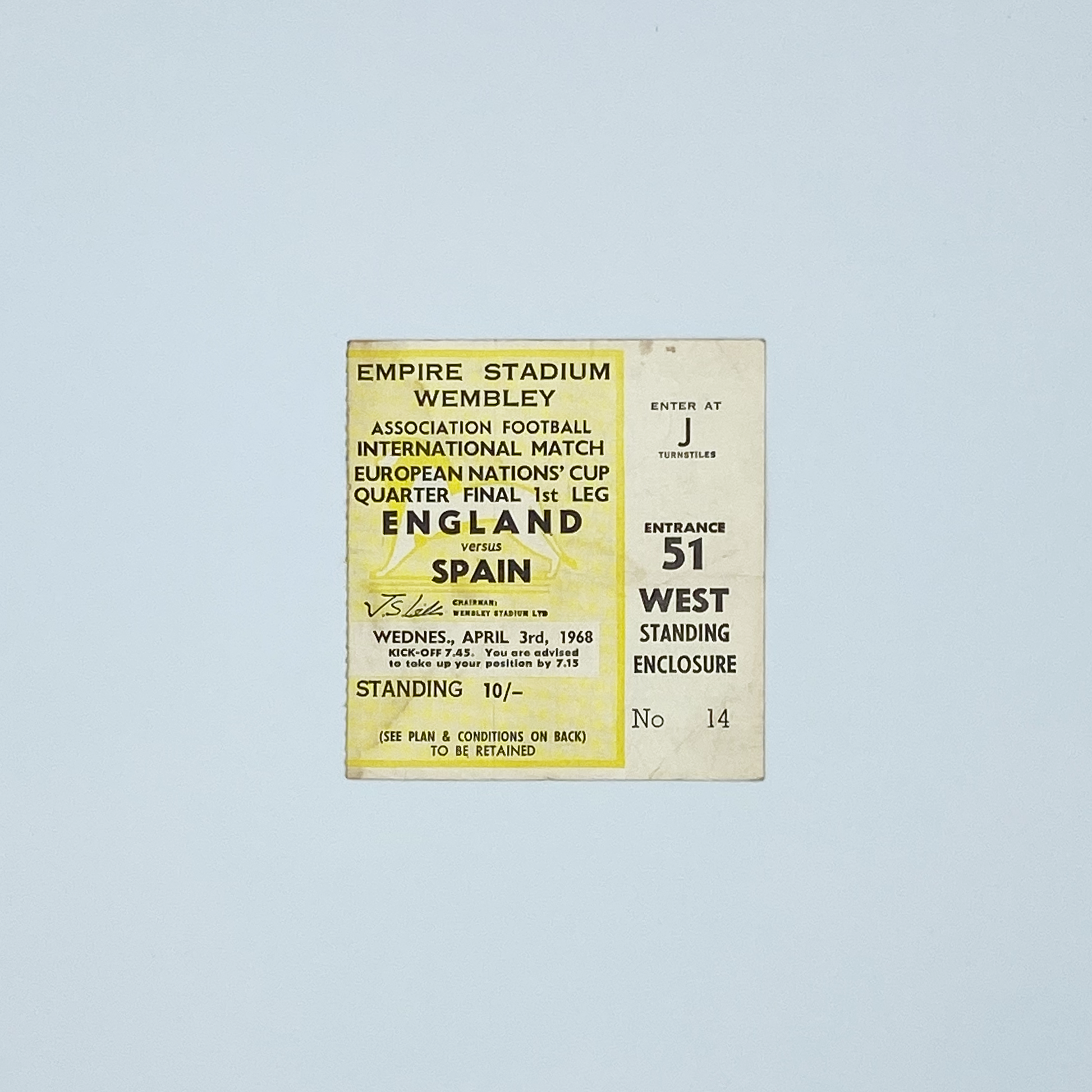 England vs Spain Programme (3 April, 1968)