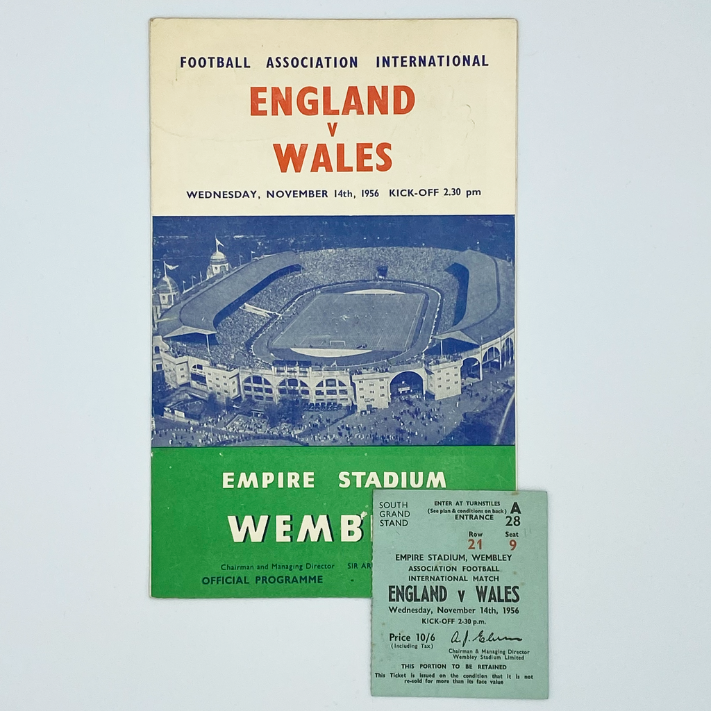 England vs Wales Programme & Ticket (14 November, 1956)