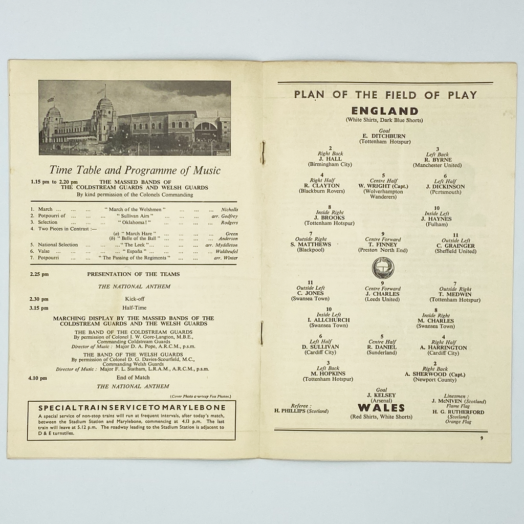 England vs Wales Programme & Ticket (14 November, 1956)