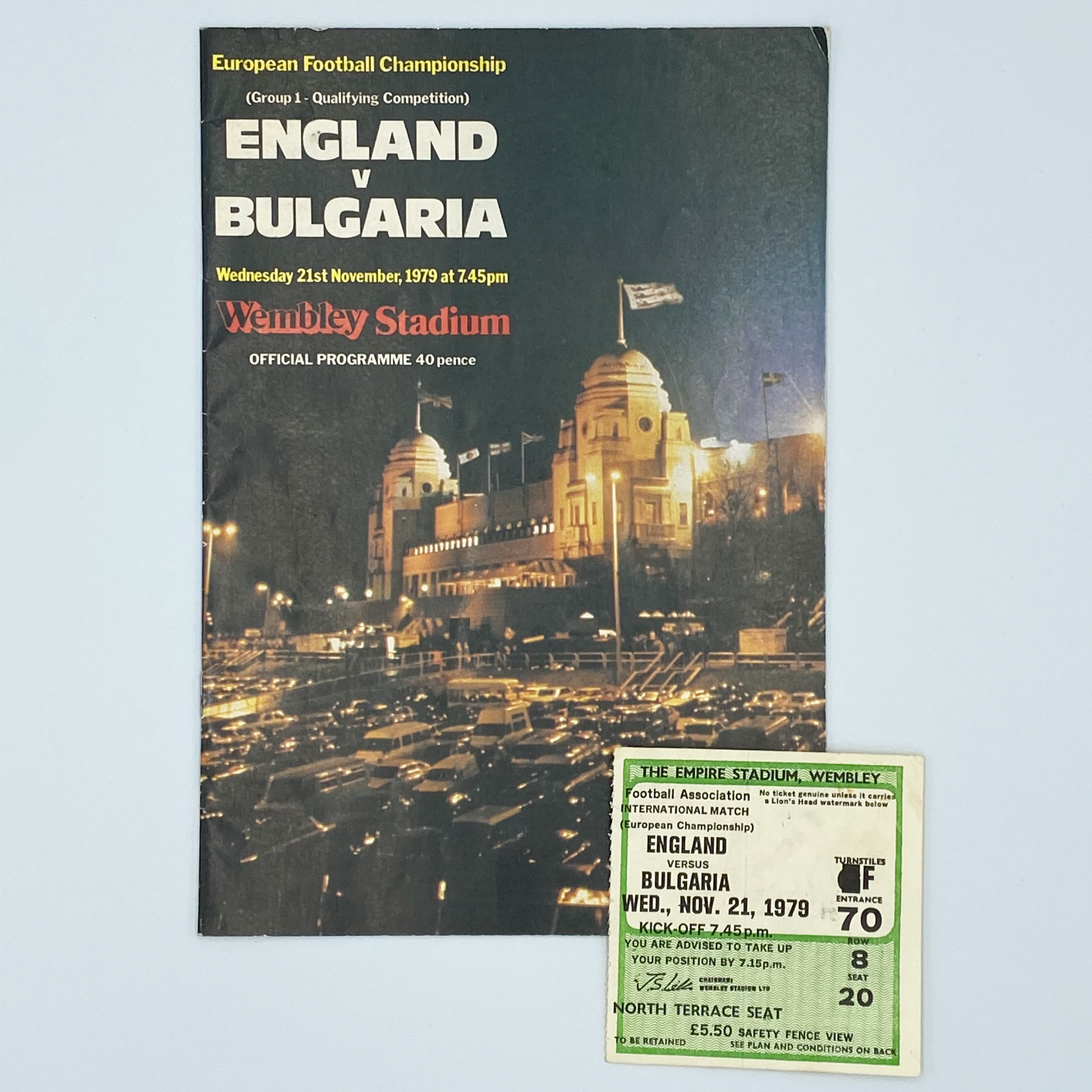 England vs Bulgaria Programme & Ticket (21 November, 1979)