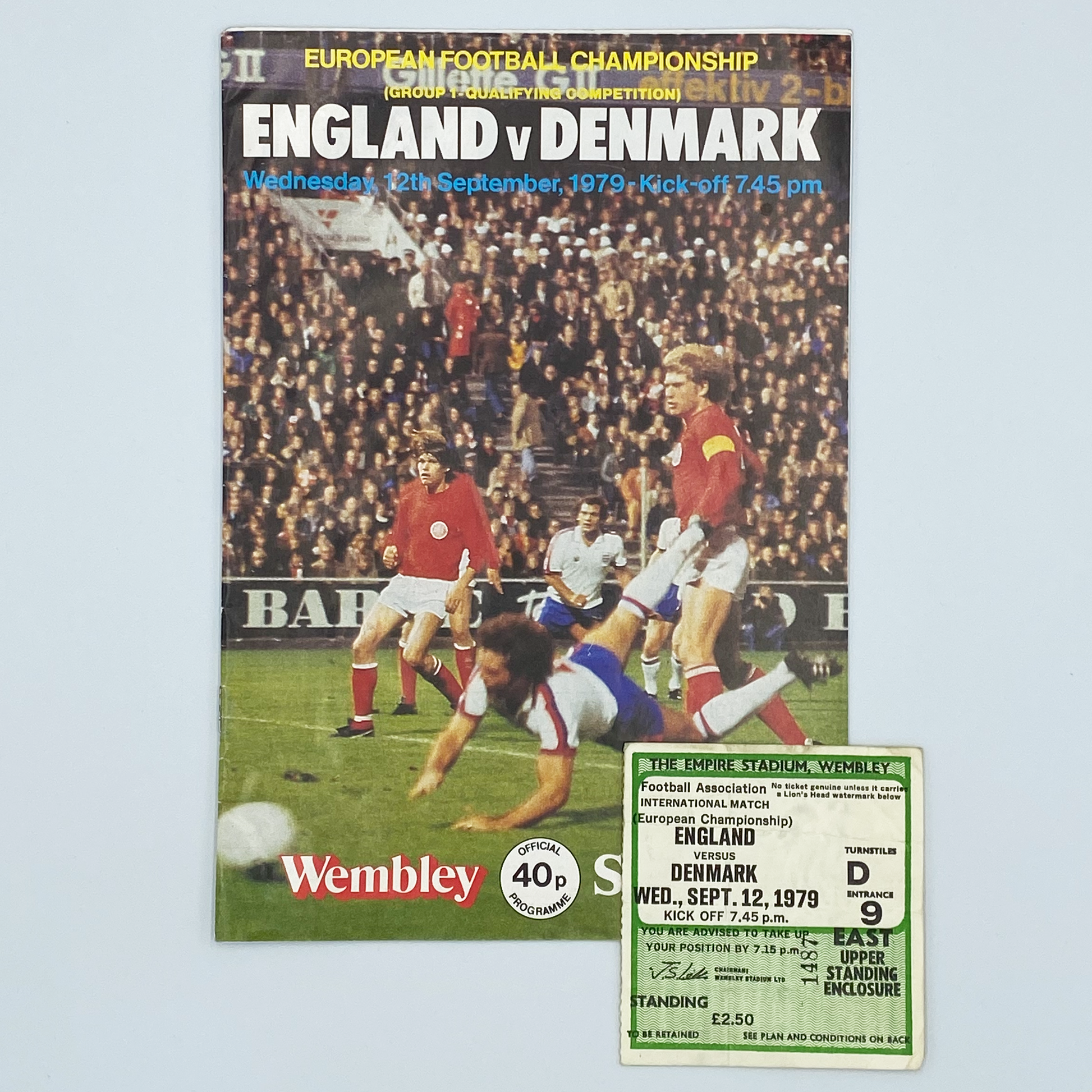 England vs Denmark Programme & Ticket (12 September, 1979)