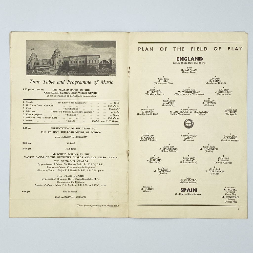 England vs Spain Programme & Ticket (30 November, 1955)