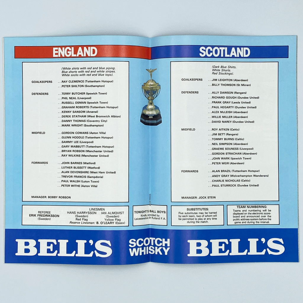 England vs Scotland Programme & Ticket (1 June, 1983)