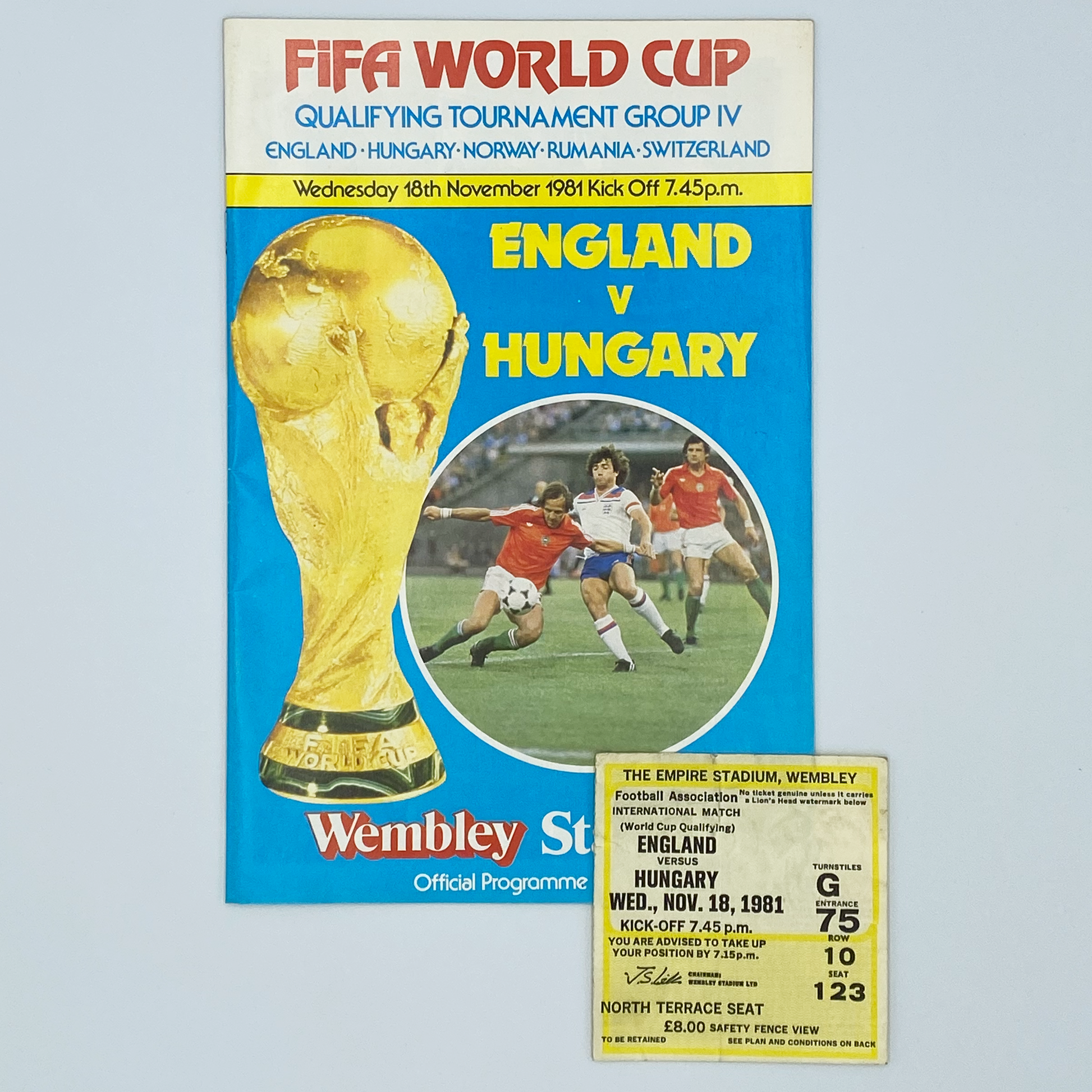England vs Hungary Programme & Ticket (18 November, 1981)
