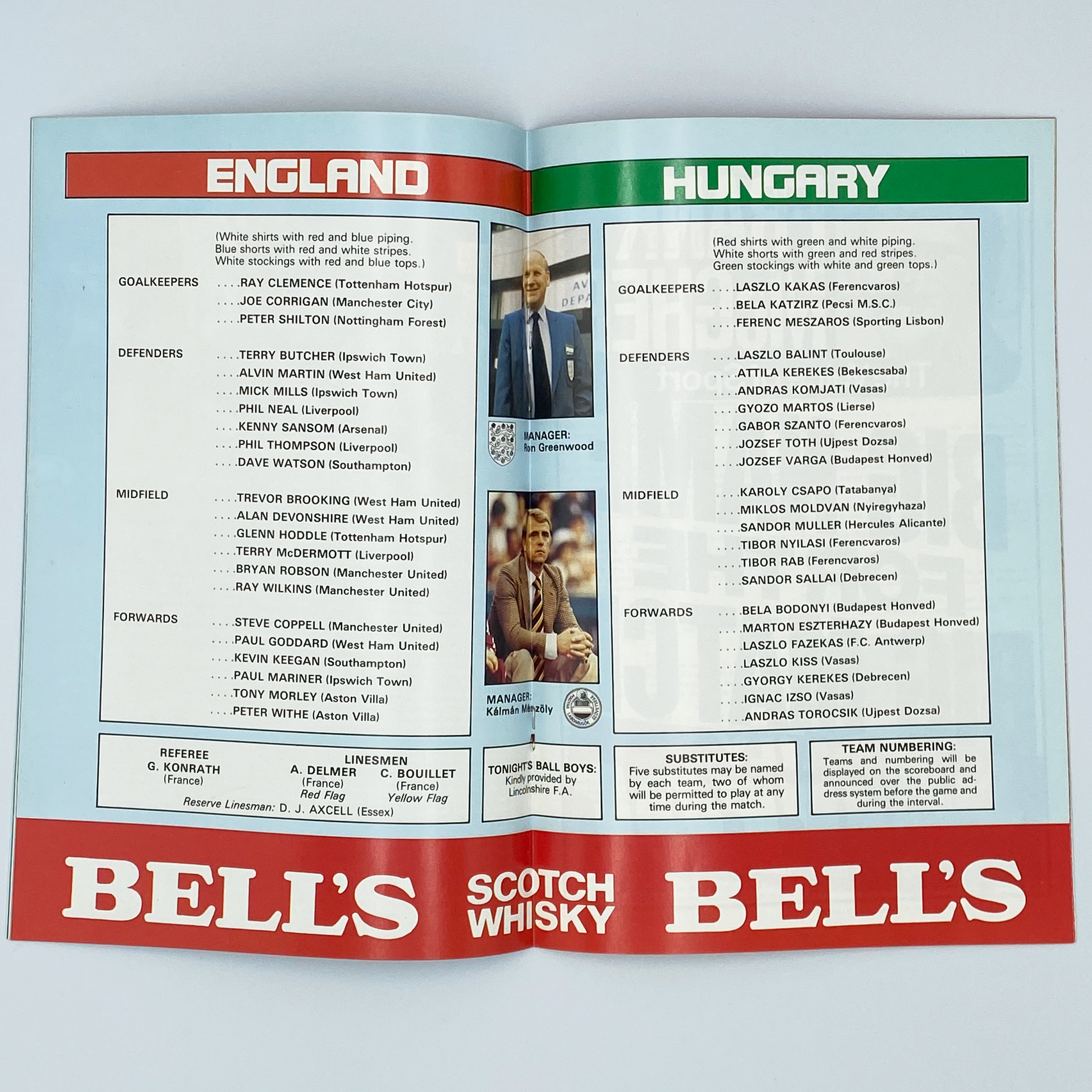 England vs Hungary Programme & Ticket (18 November, 1981)