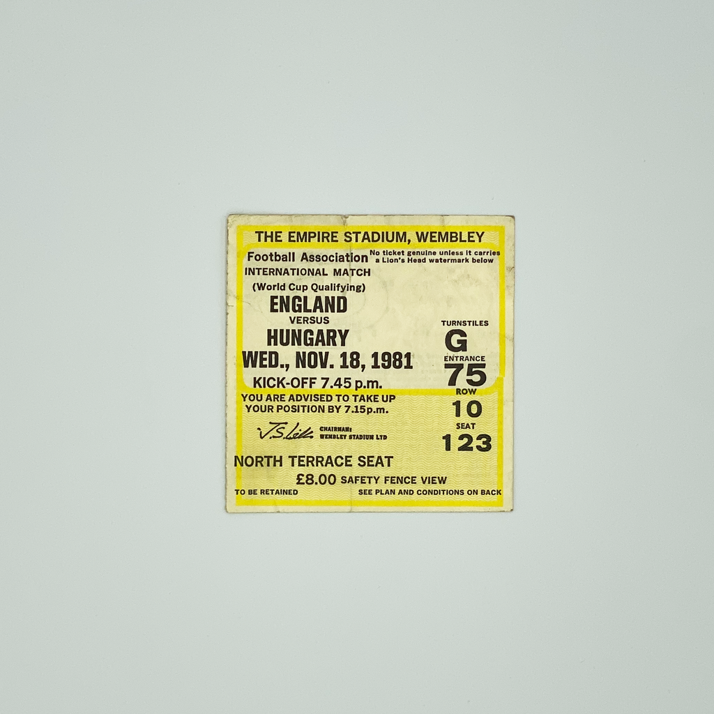 England vs Hungary Programme & Ticket (18 November, 1981)