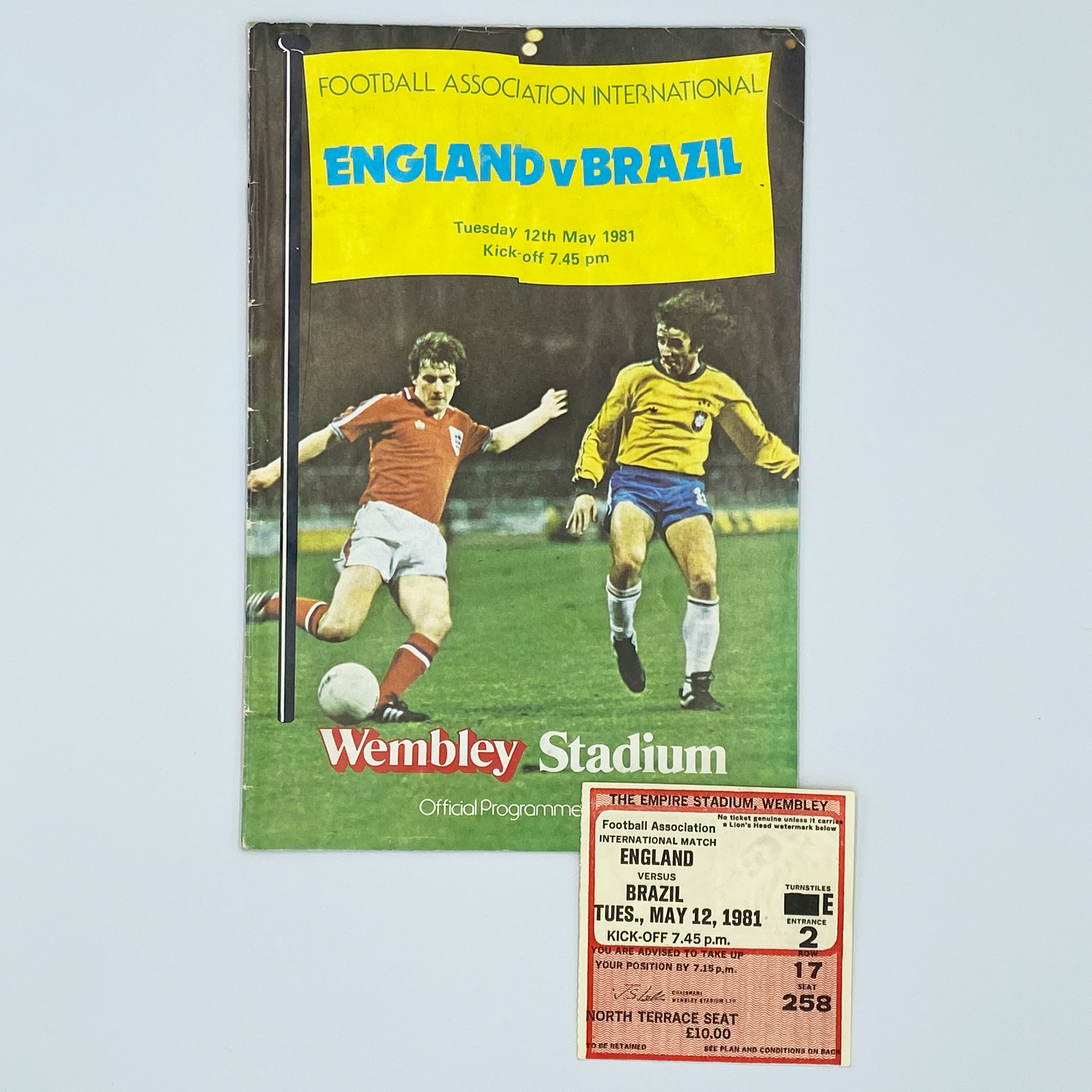 England vs Brazil Programme & Ticket (12 May, 1981)