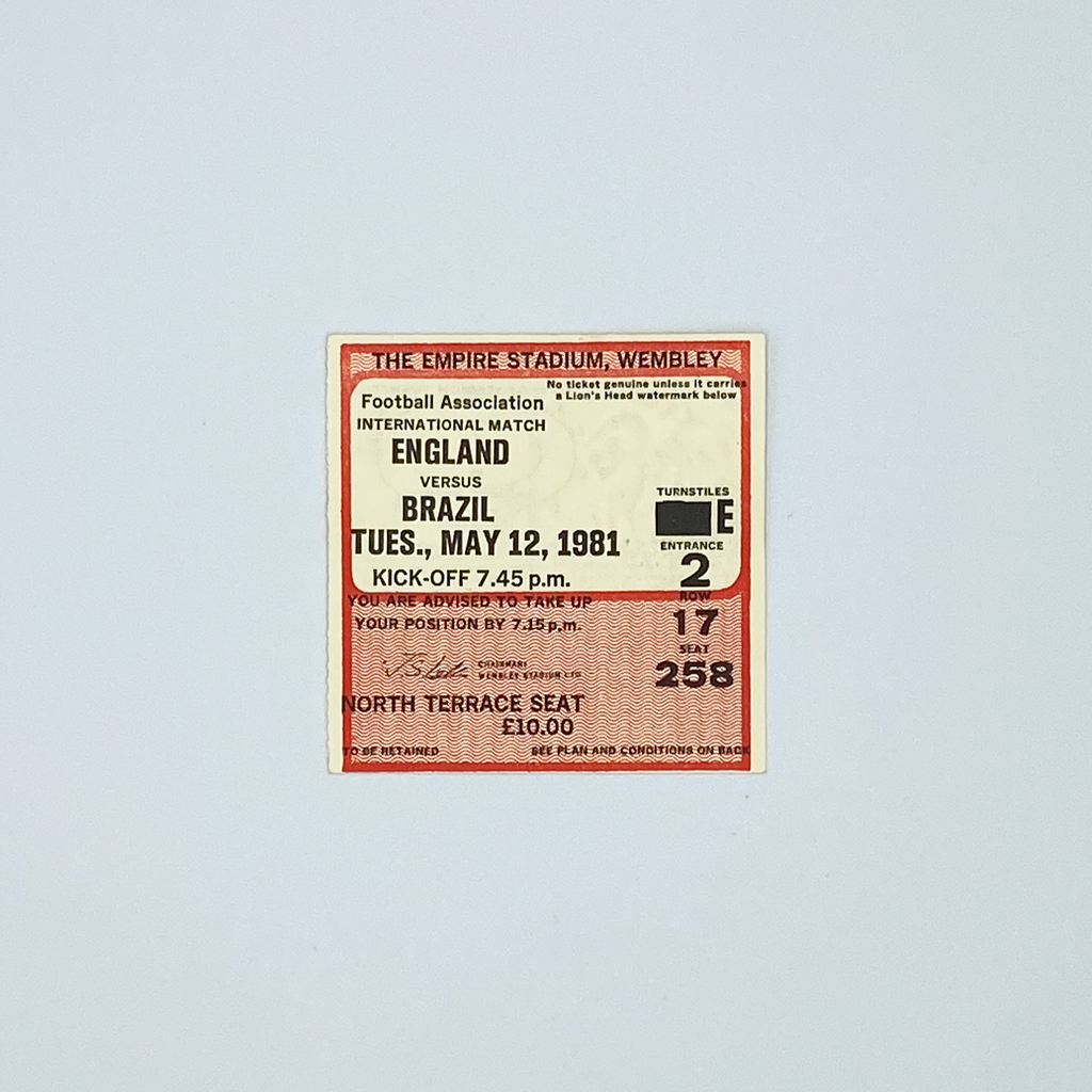 England vs Brazil Programme & Ticket (12 May, 1981)