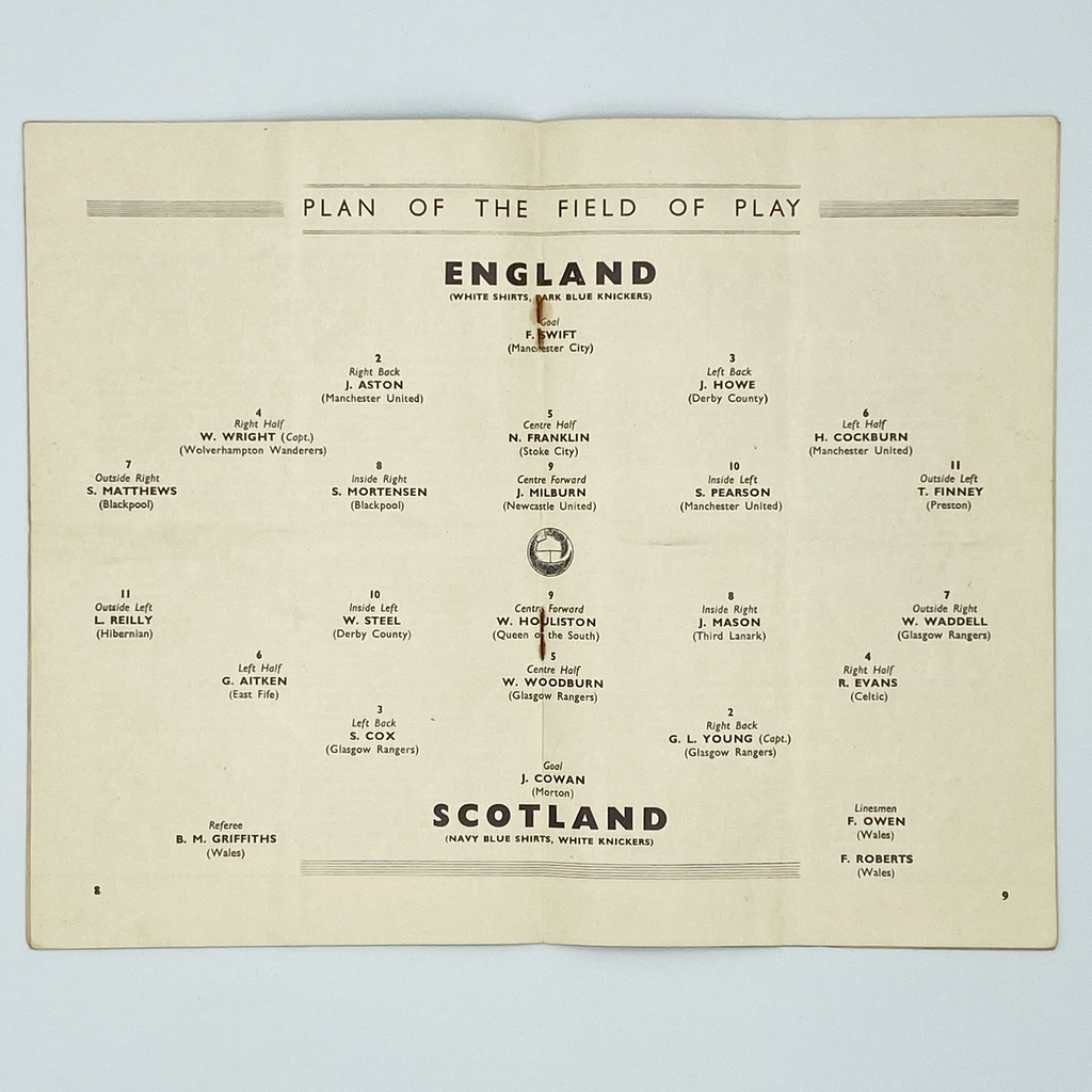 England vs Scotland Programme & Ticket (9 April, 1949)