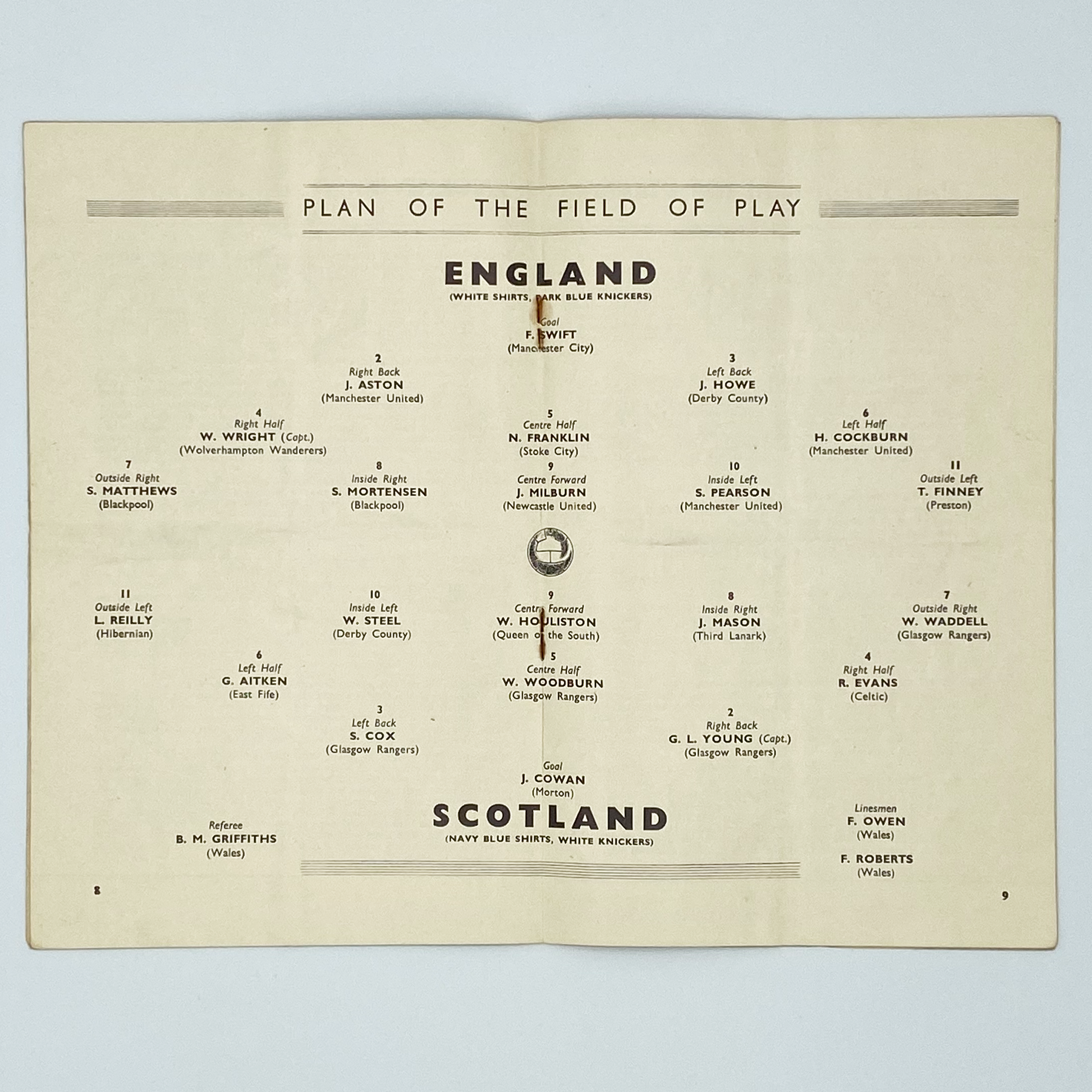 England vs Scotland Programme & Ticket (9 April, 1949)