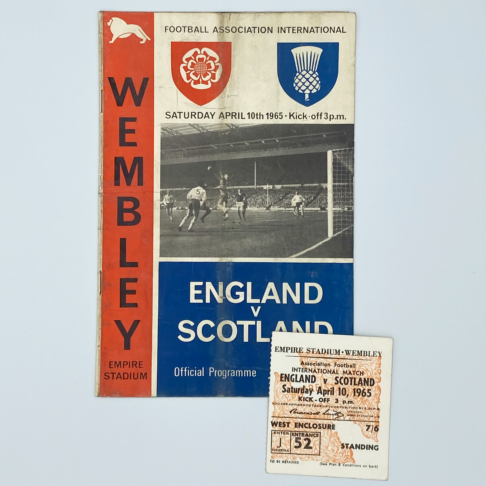 England vs Scotland Programme & Ticket (10 April, 1965)