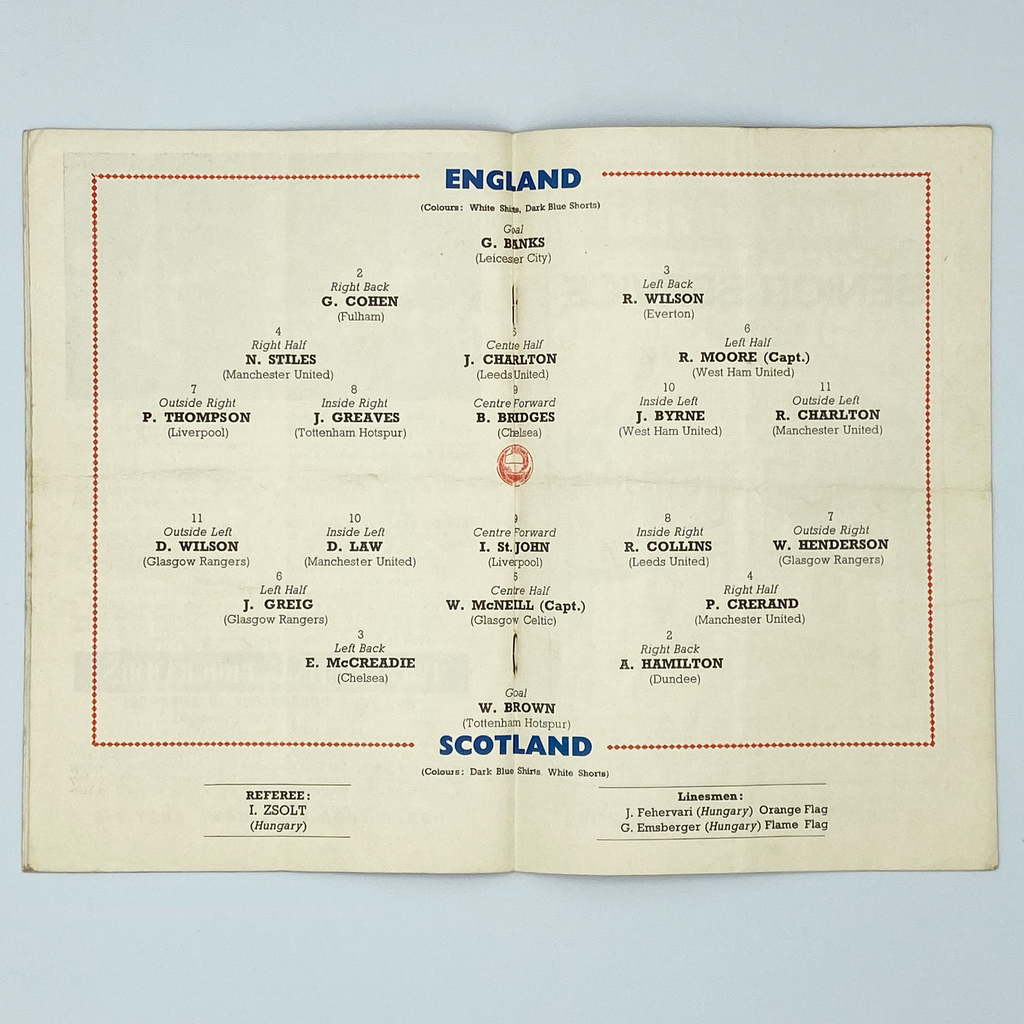 England vs Scotland Programme & Ticket (10 April, 1965)