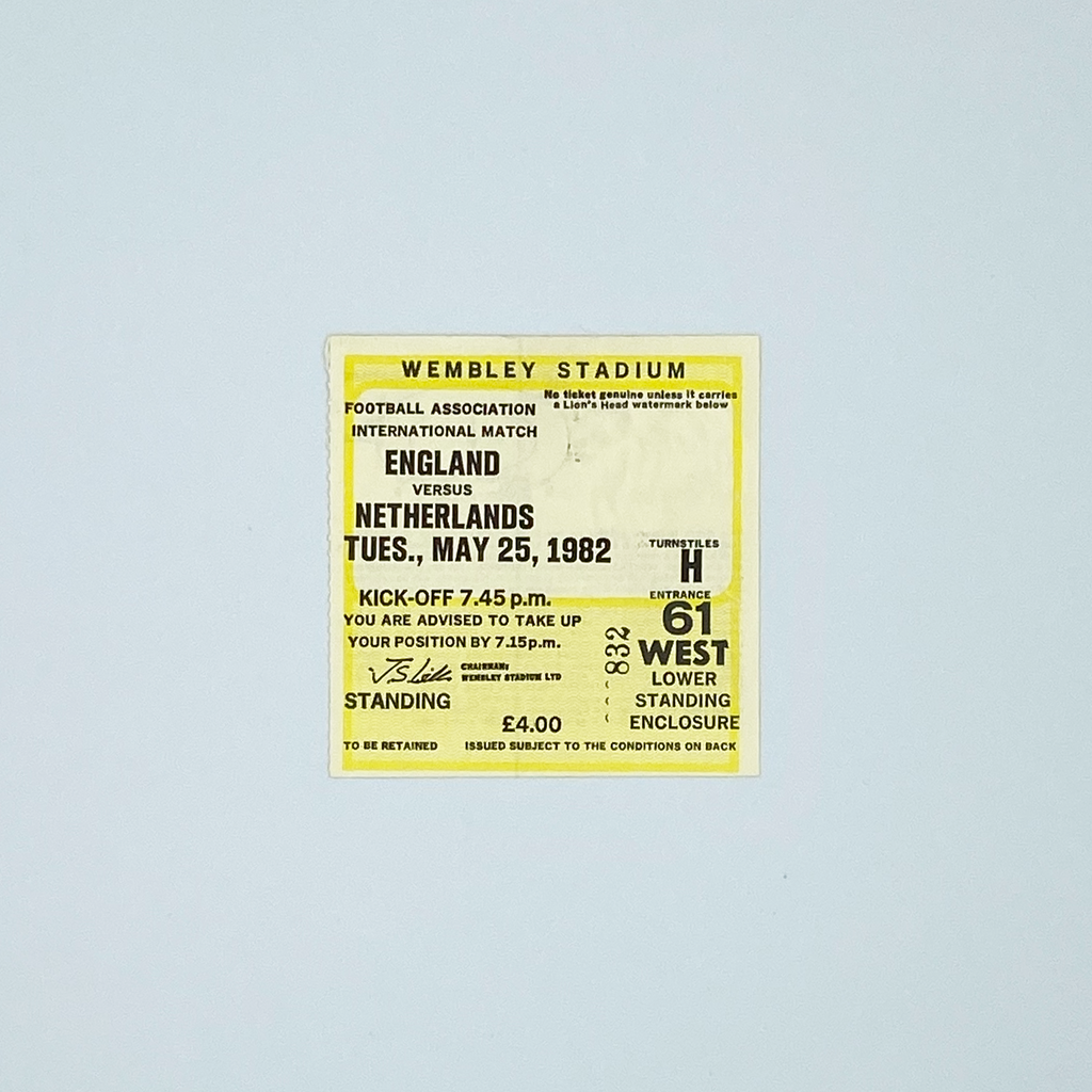 England vs Netherlands Programme & Ticket (25 May, 1982)