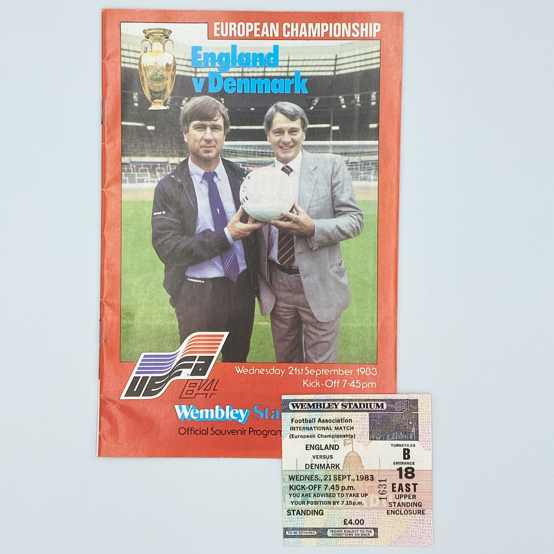England vs Denmark Programme & Ticket (21 September, 1983)