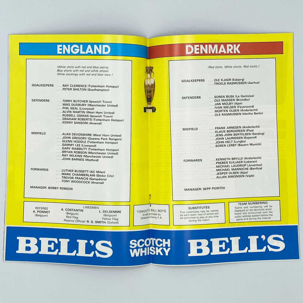 England vs Denmark Programme & Ticket (21 September, 1983)
