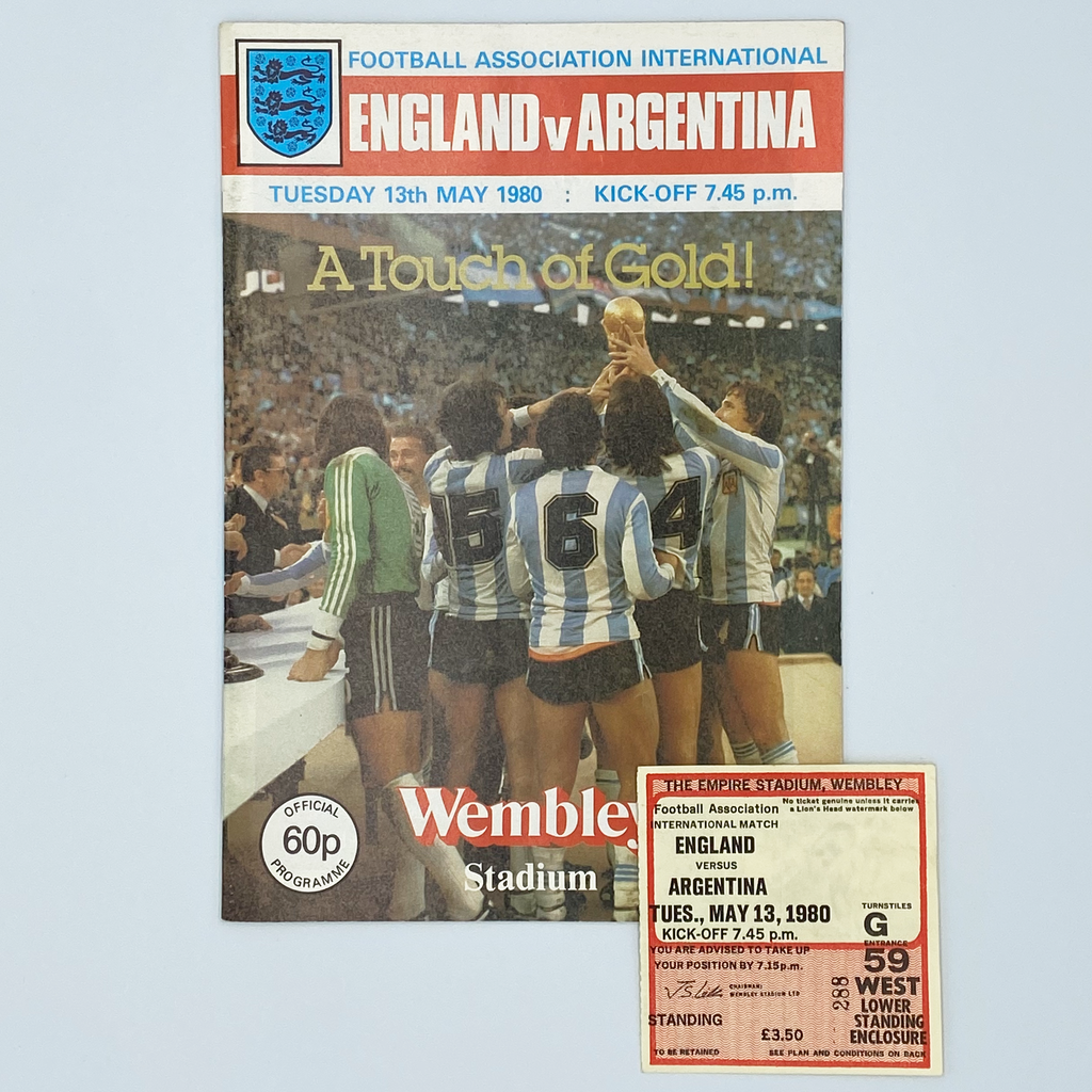 England vs Argentina Programme & Ticket (31 May, 1980)