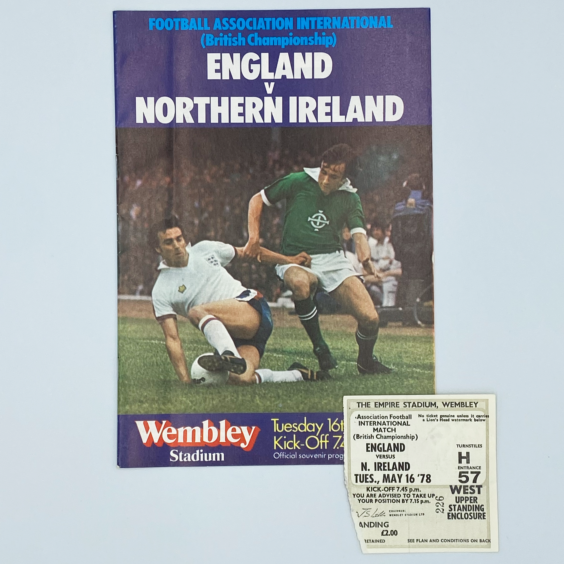 England vs Northern Ireland Programme & Ticket (16 May, 1978)