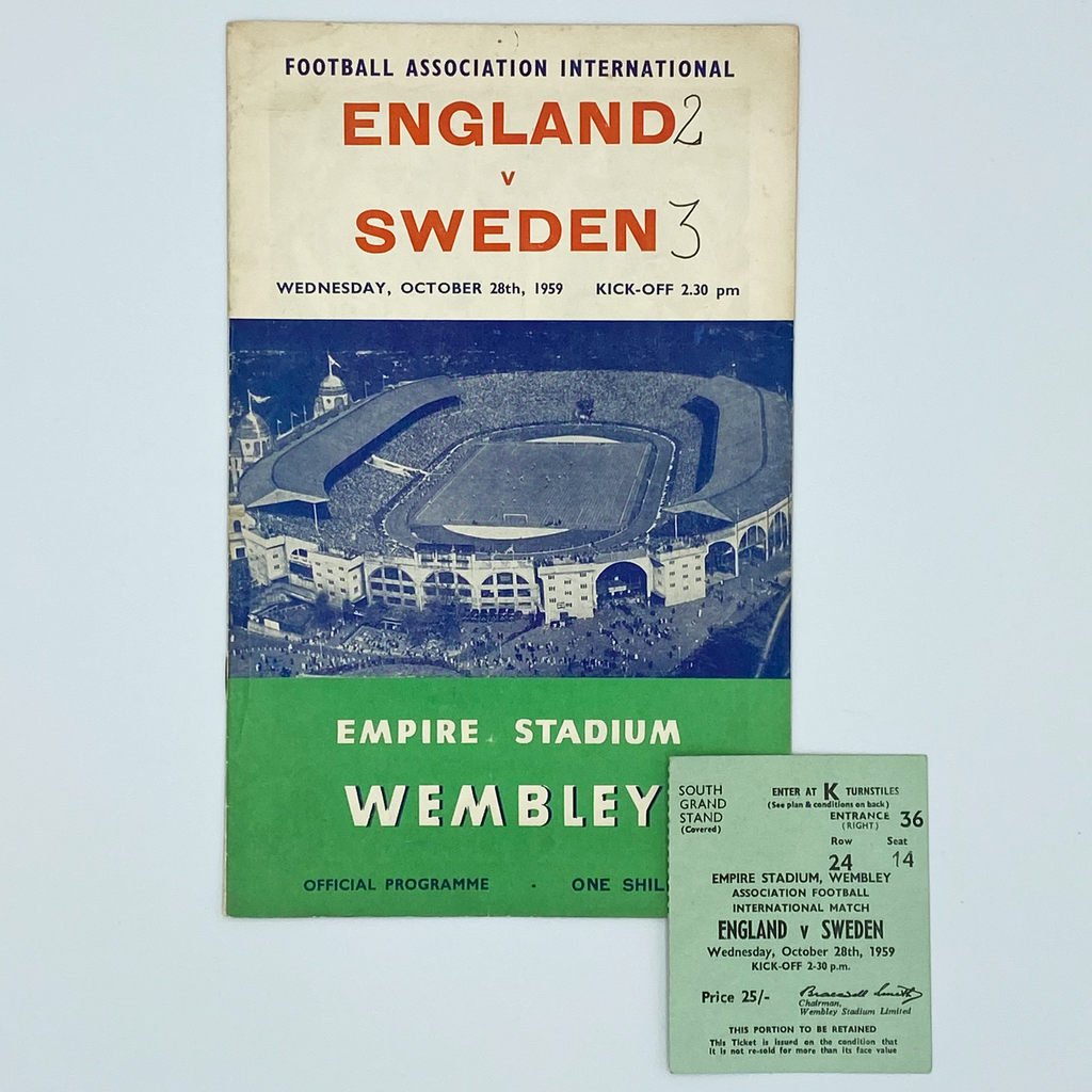 England vs Sweden Programme & Ticket (28 October, 1959)