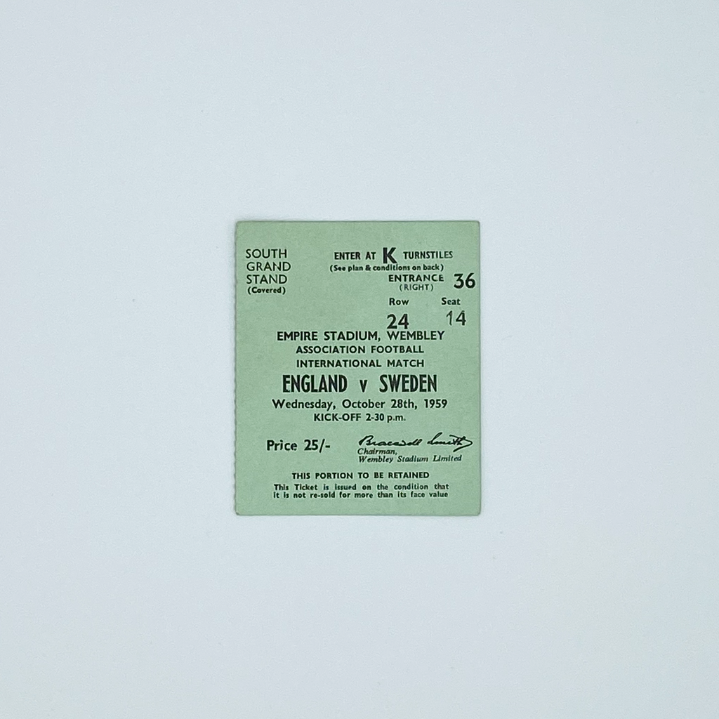 England vs Sweden Programme & Ticket (28 October, 1959)