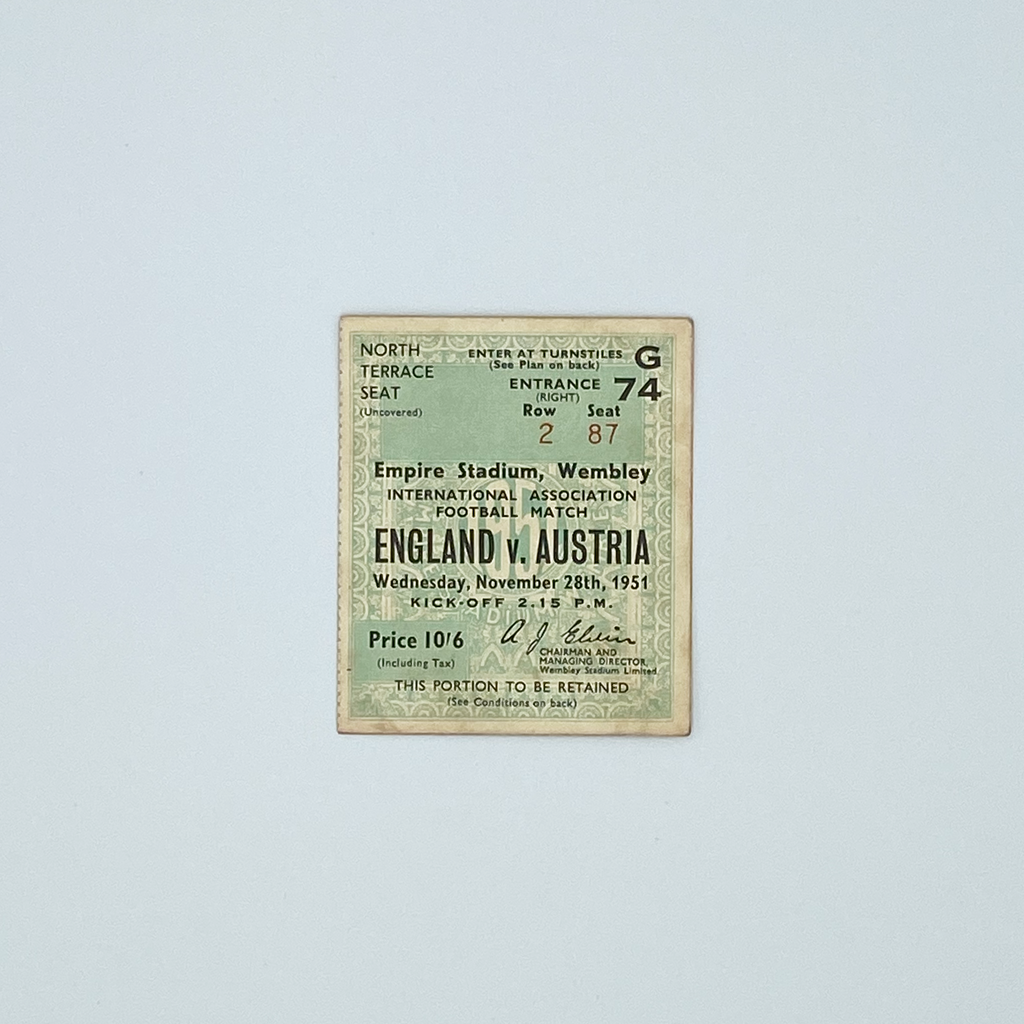 England vs Austria Programme & Ticket (28 November, 1951)