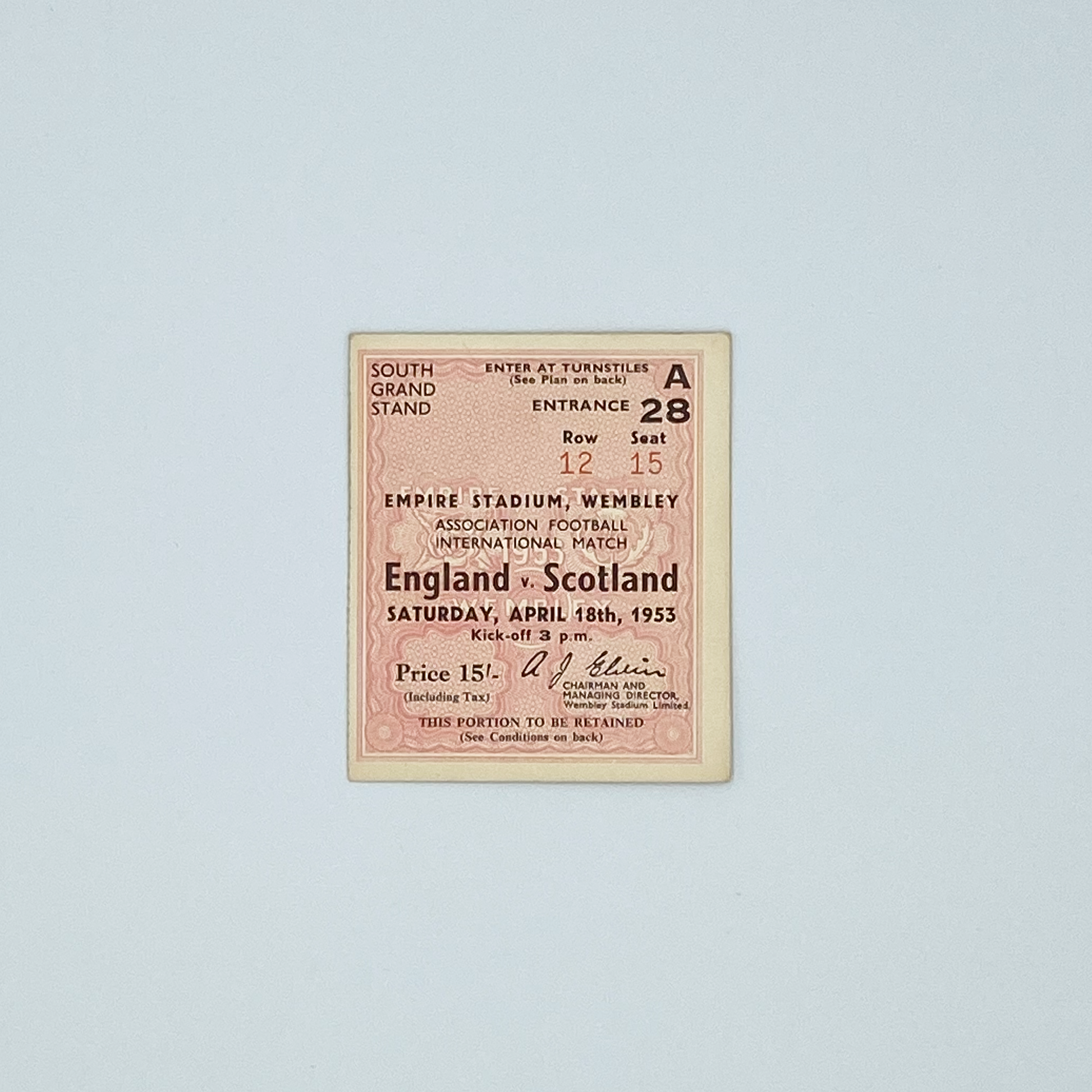 England vs Scotland Programme & Ticket (18 April, 1953)