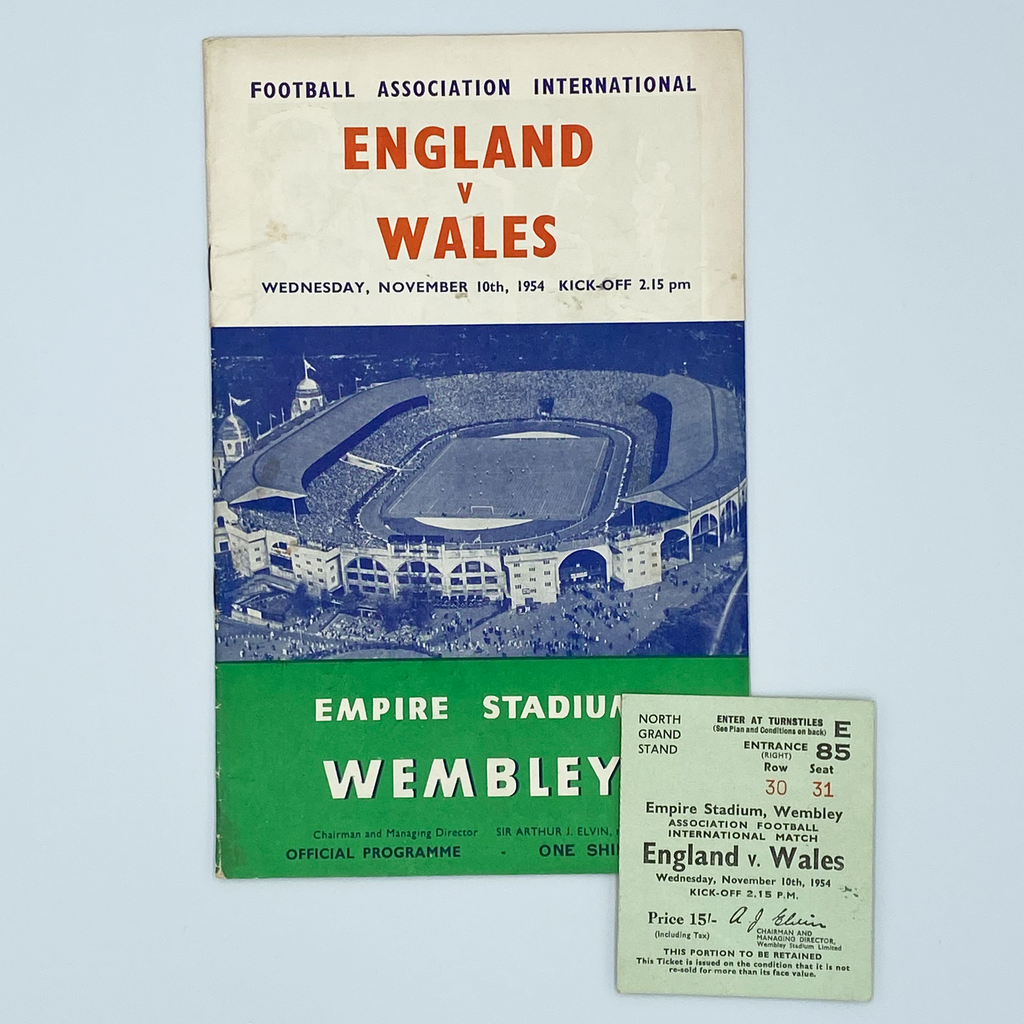 England vs Wales Programme & Ticket (10 November, 1954)