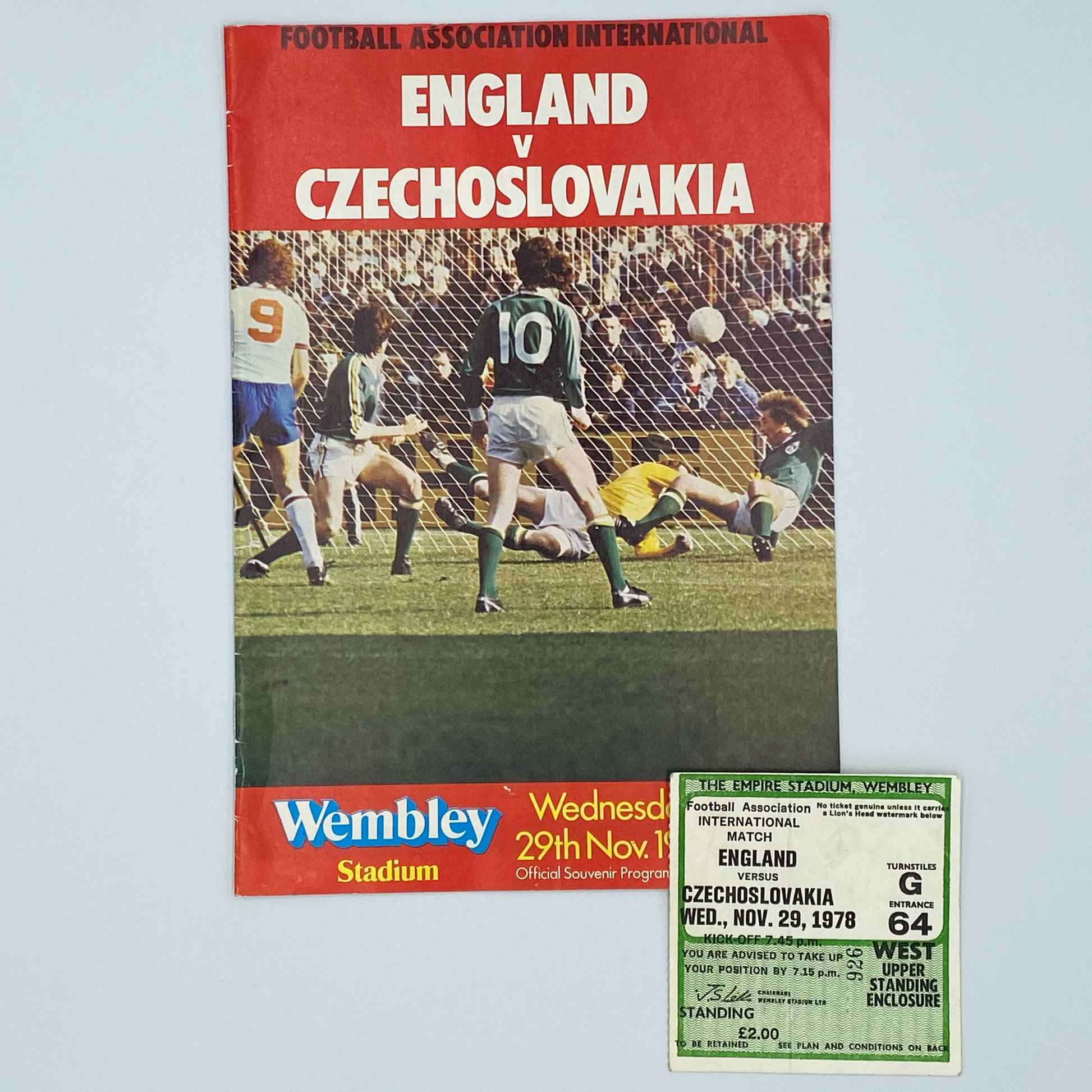 England vs Czechoslovakia Programme & Ticket (29 November, 1978)