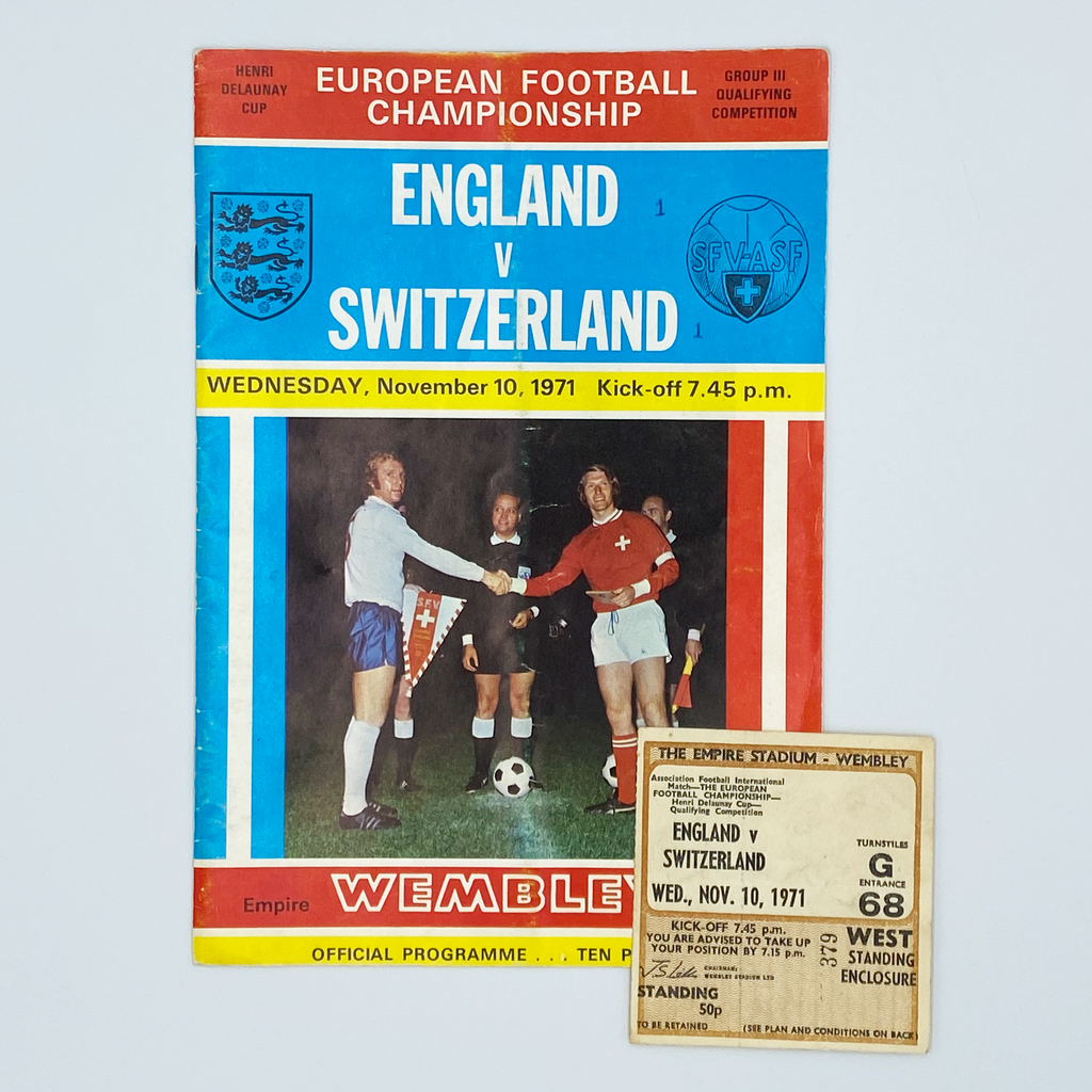 England vs Switzerland Programme & Ticket (10 November, 1971)