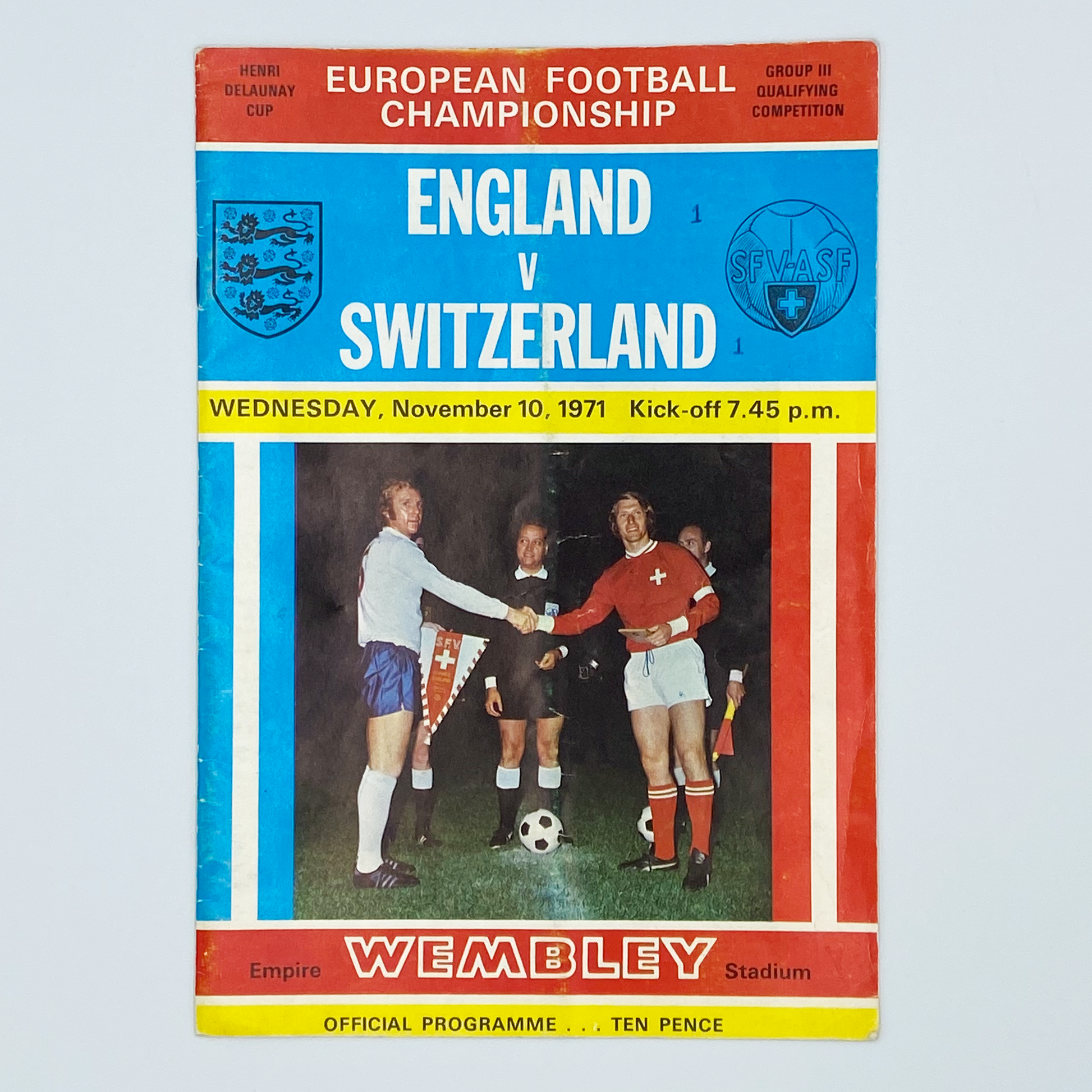 England vs Switzerland Programme & Ticket (10 November, 1971)