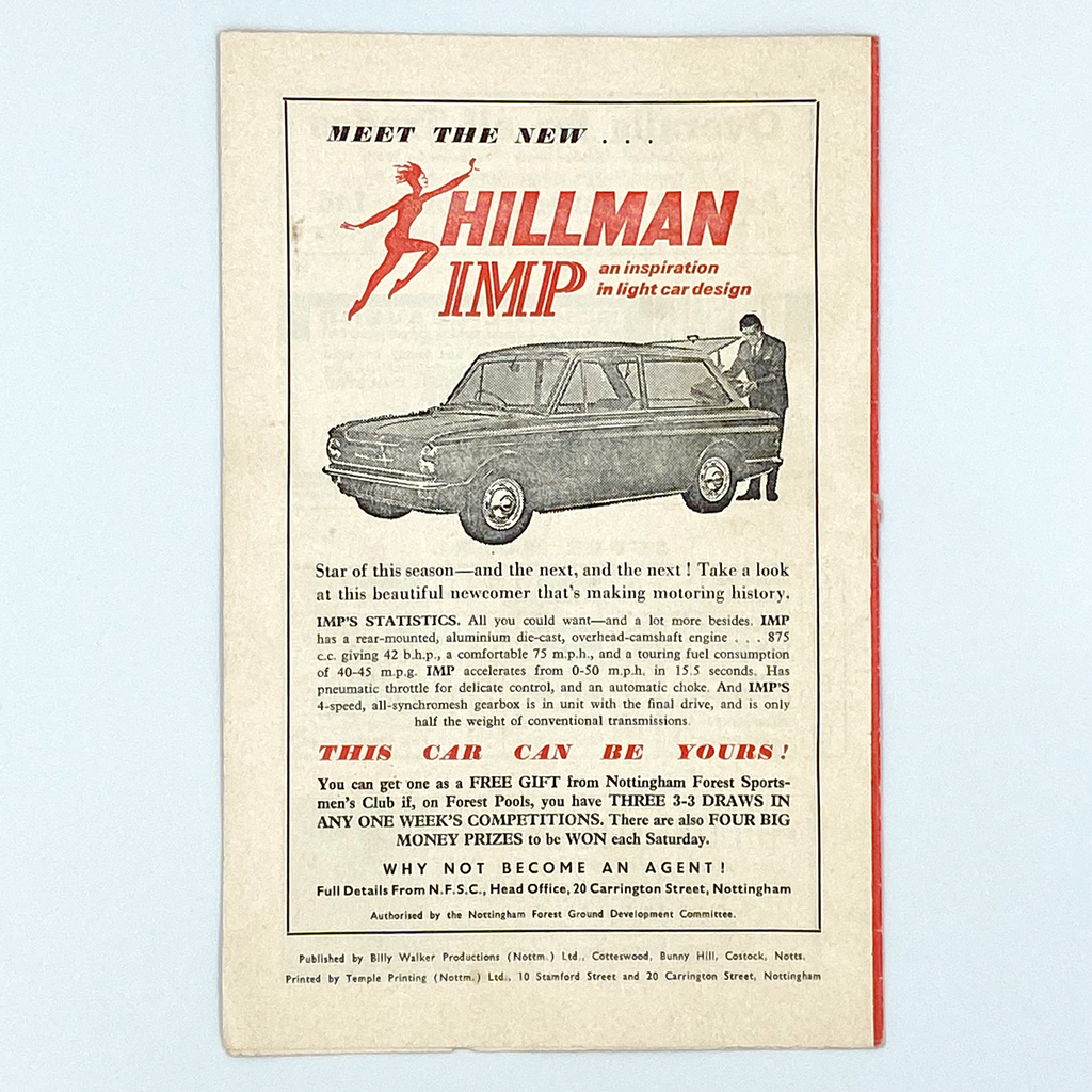 Nottingham Forest vs Tottenham Hotspur Programme (21 December, 1963)