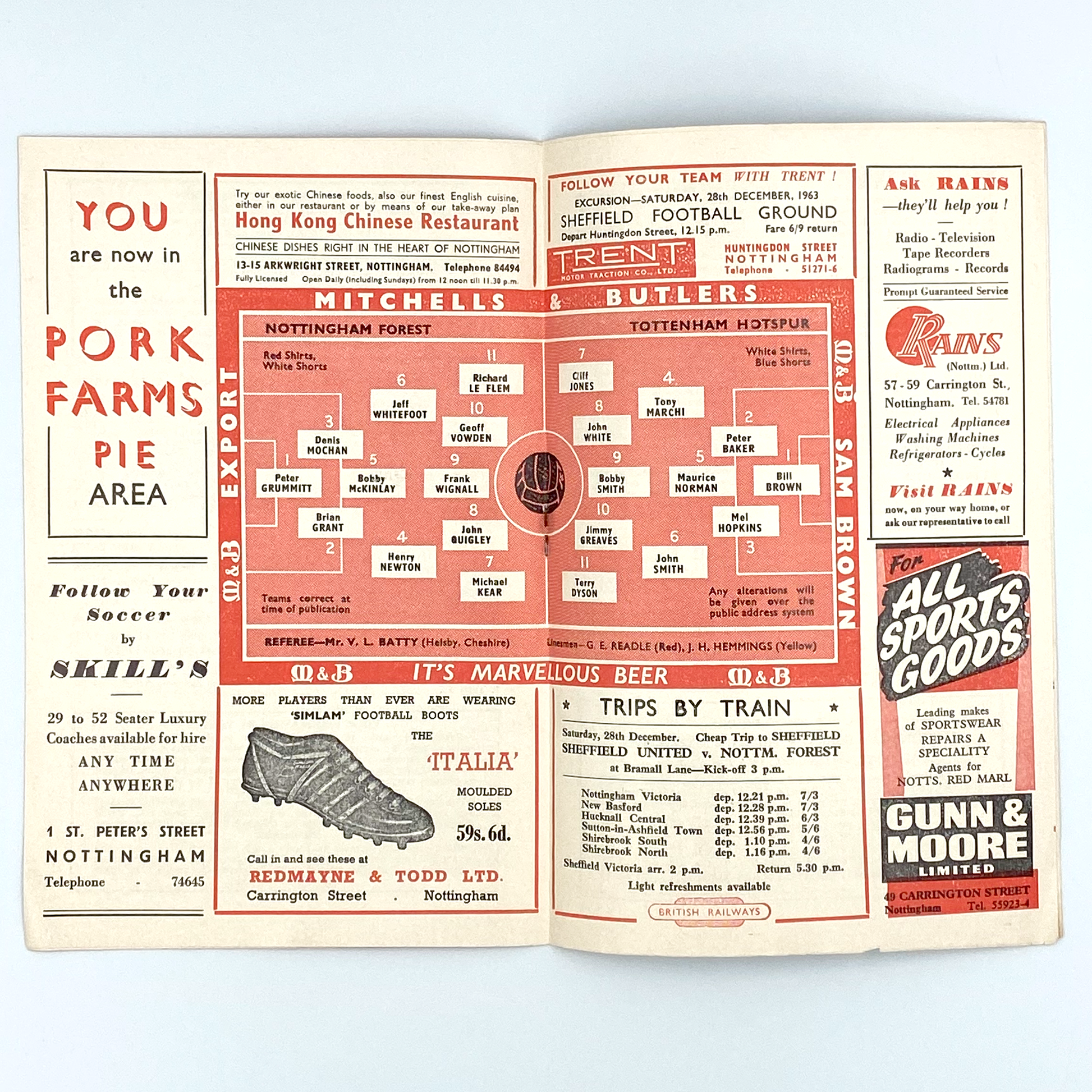 Nottingham Forest vs Tottenham Hotspur Programme (21 December, 1963)
