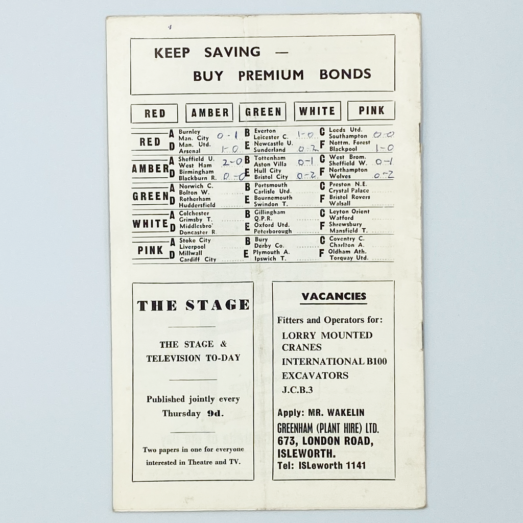 Fulham vs Chelsea Programme (29 October, 1966)