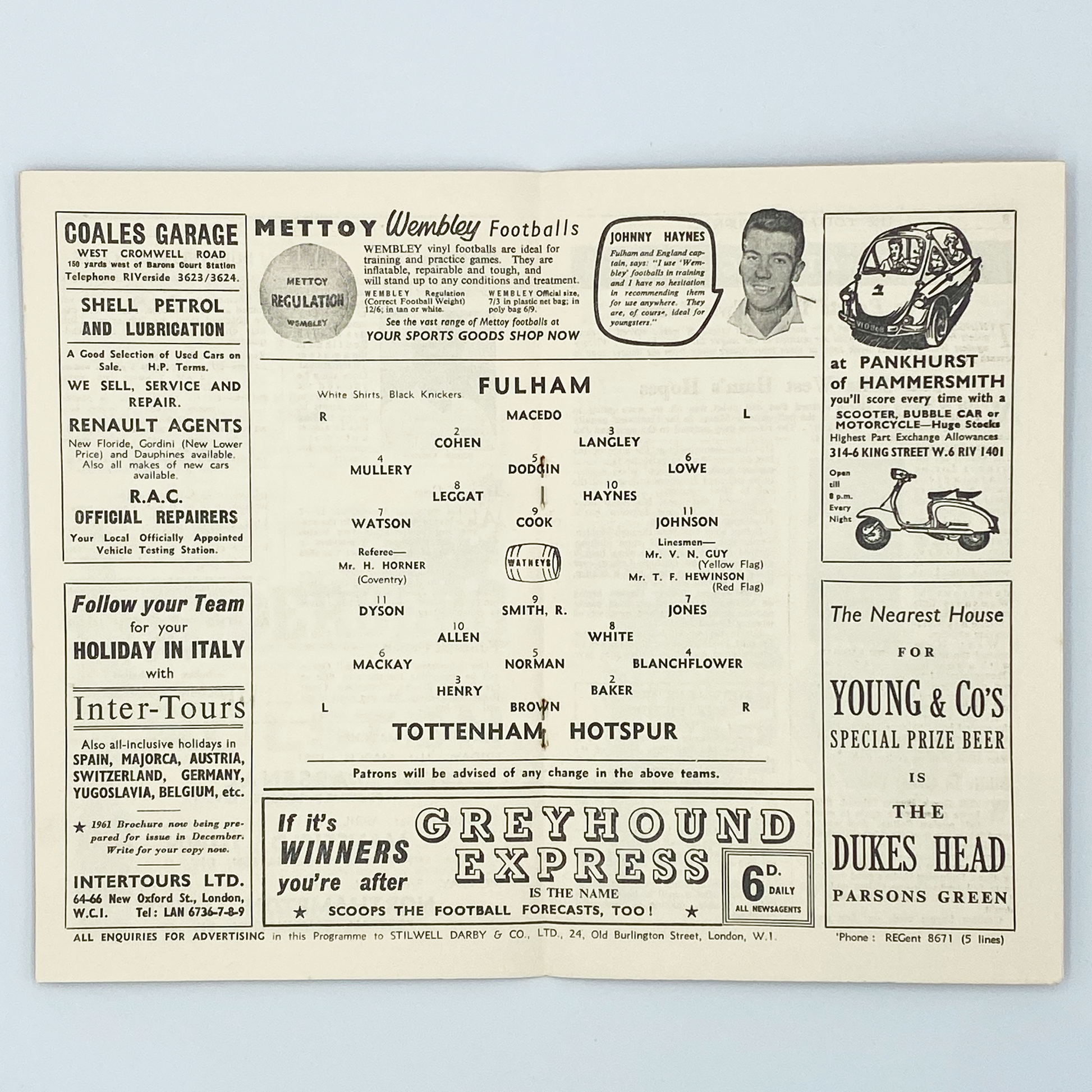 Fulham vs Tottenham Hotspur Programme (25 March, 1961)