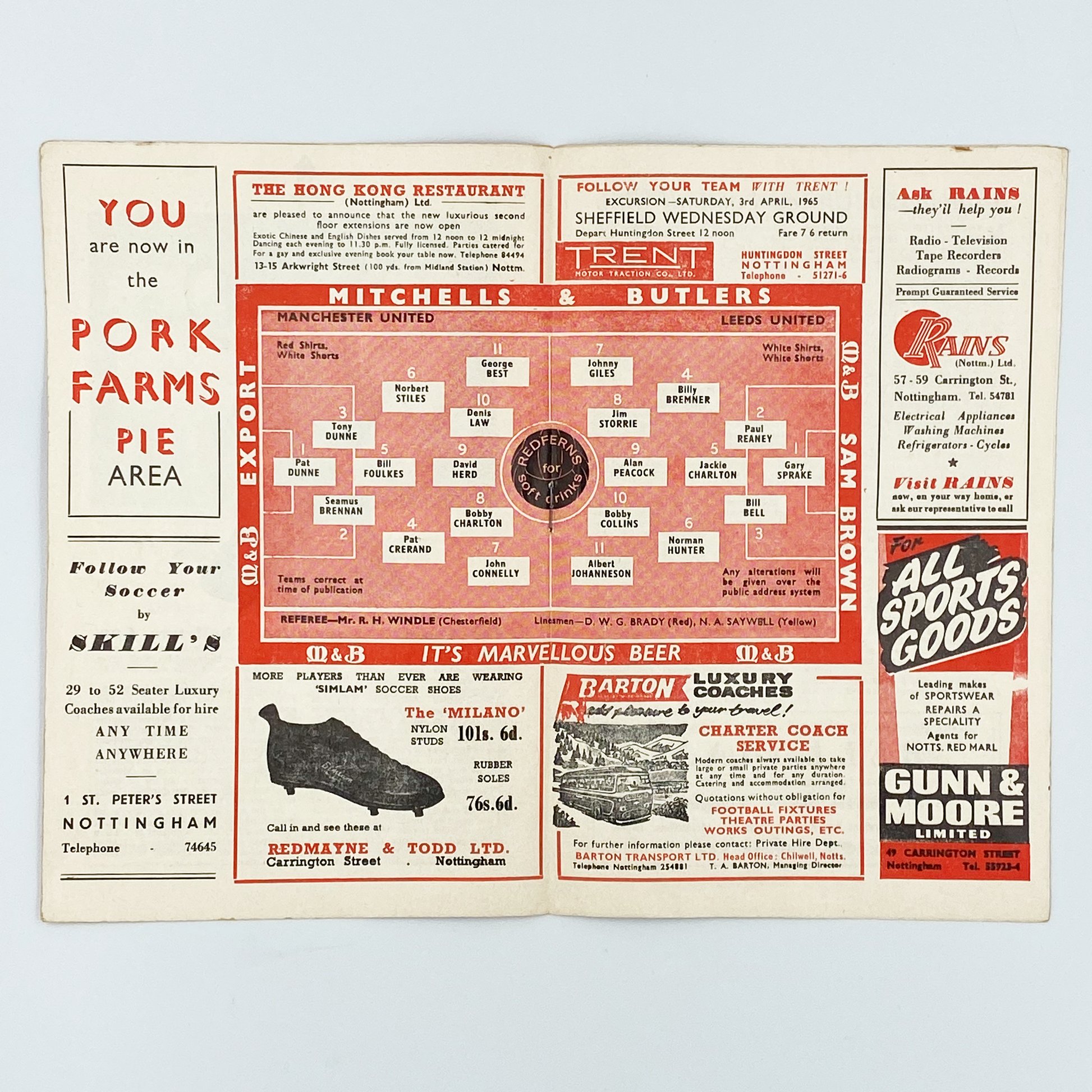 Leeds United vs Manchester United FA Cup Semi-Final Programme (31 March, 1965)