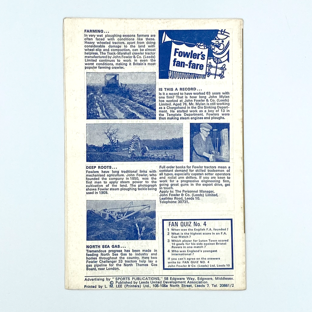 Leeds United vs Hannover 1896 Programme (18 December, 1968)