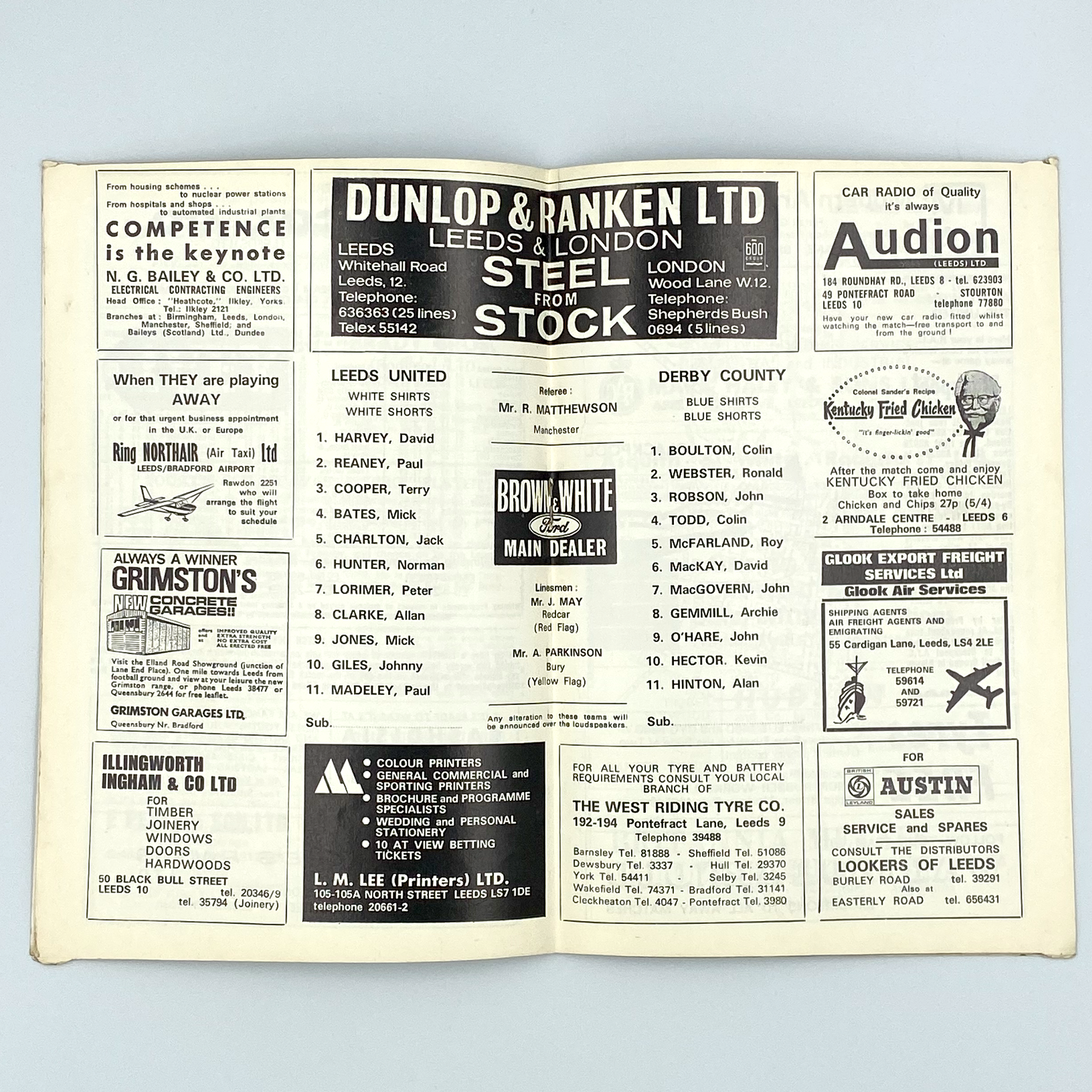 Leeds United vs Derby County Programme (6 March, 1971)