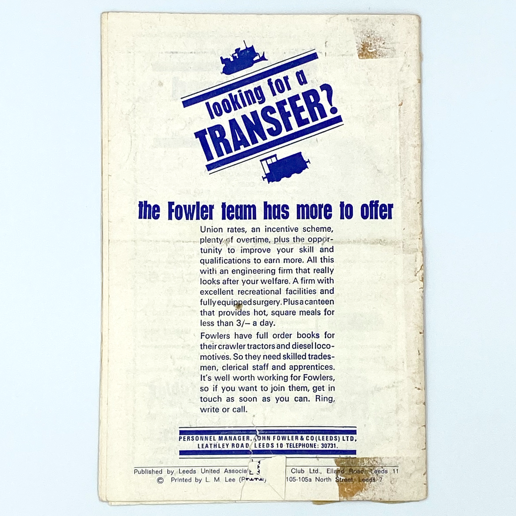 Leeds United vs West Bromwich Albion Programme (18 February, 1967)