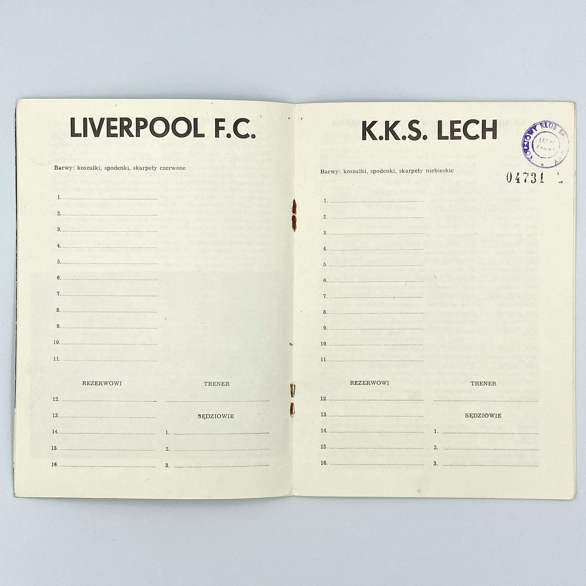 Lech Poznan vs Liverpool Programme (19 September, 1984)