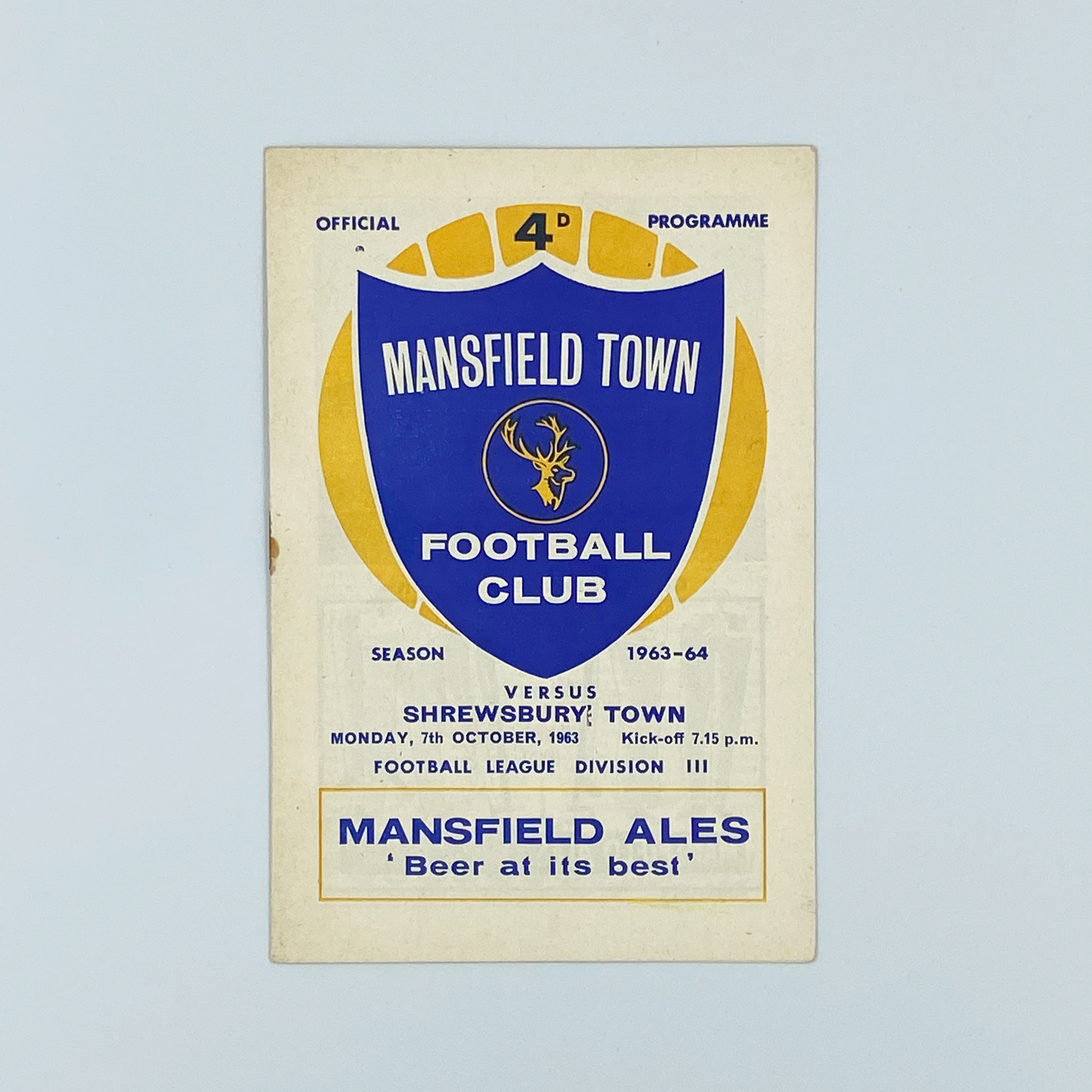 Mansfield Town vs Shrewsbury Town Programme (7 October, 1963)