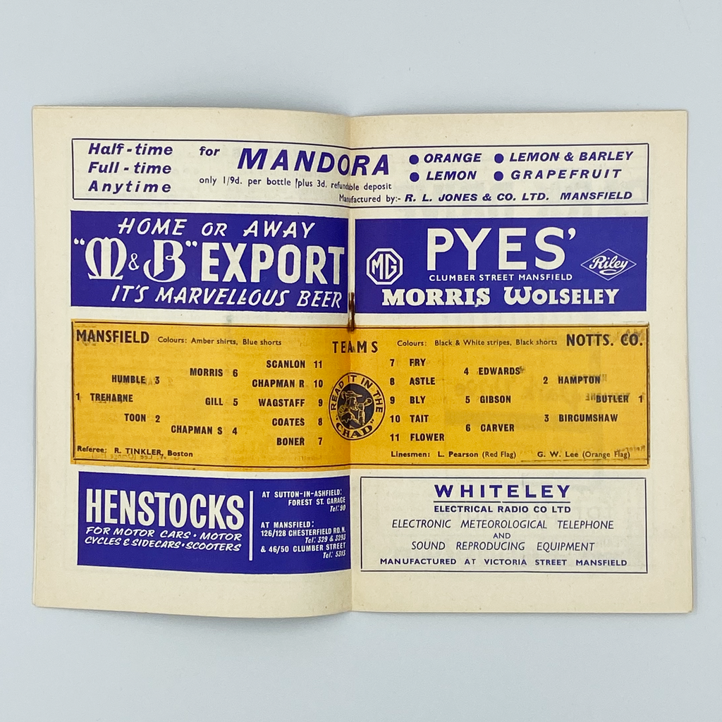 Mansfield Town vs Notts County Programme (16 September, 1963)
