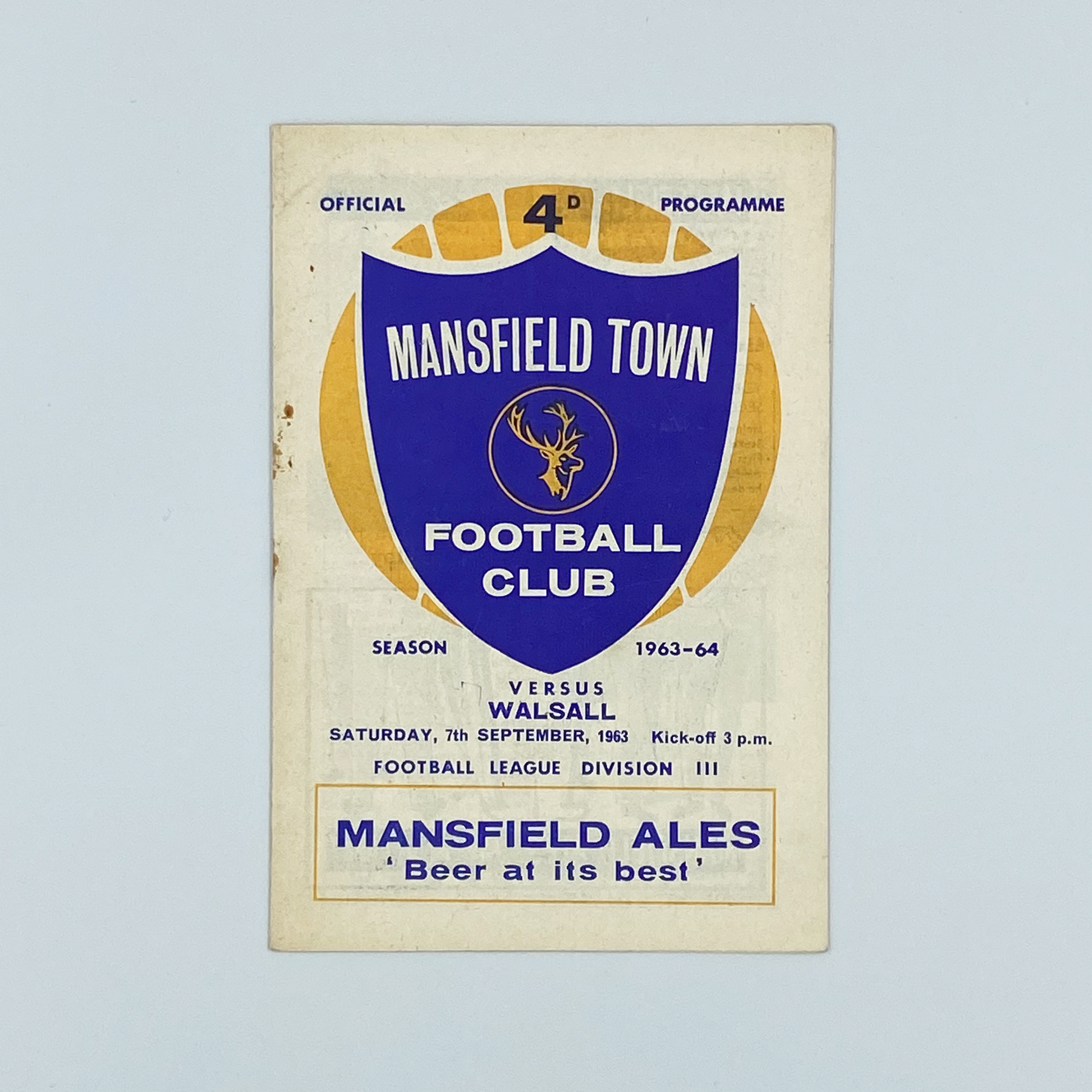 Mansfield Town vs Walsall Programme (7 September, 1963)