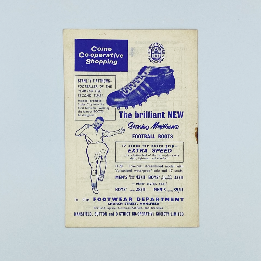 Mansfield Town vs Walsall Programme (7 September, 1963)