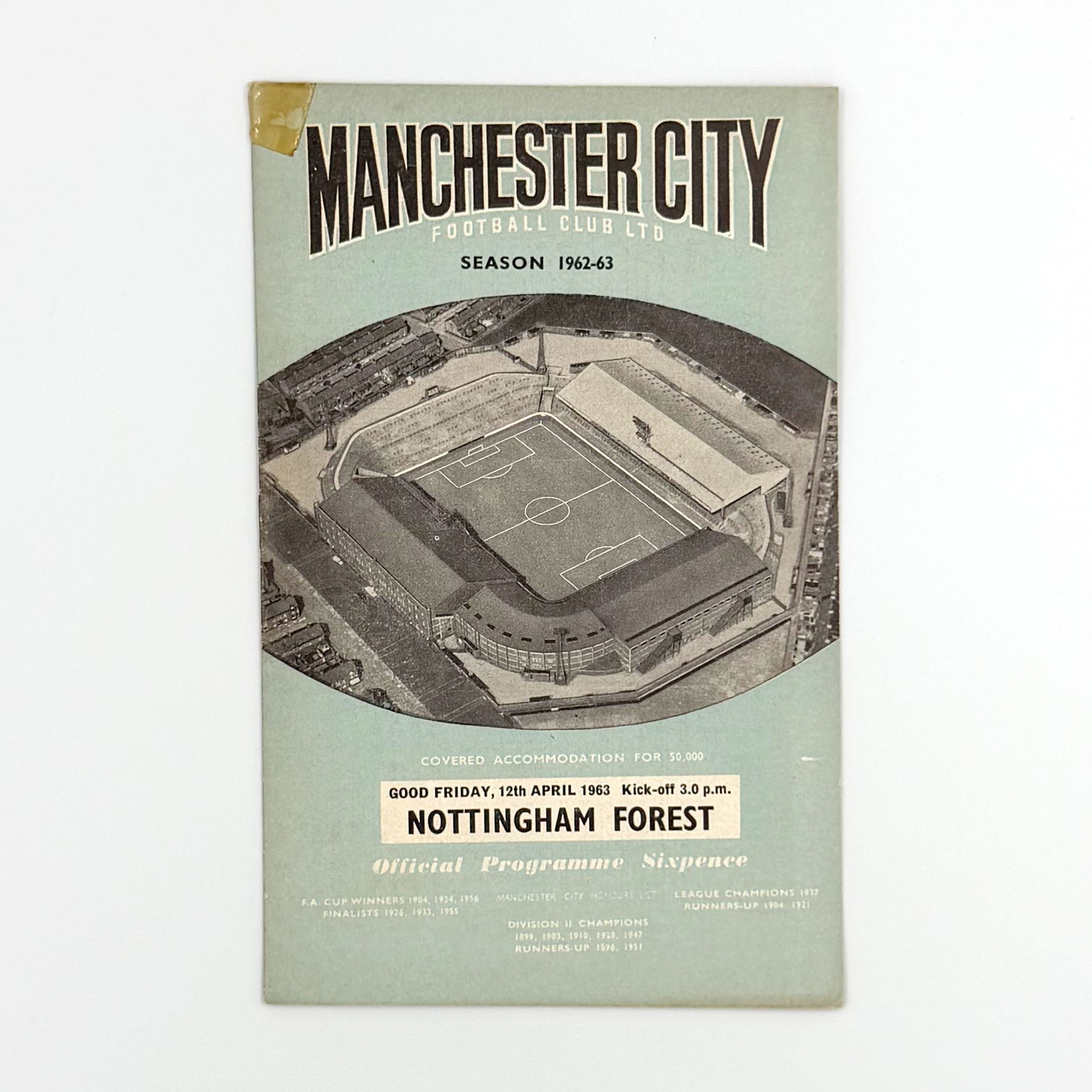 Manchester City vs Nottingham Forest Programme (Friday, 12 April, 1963)